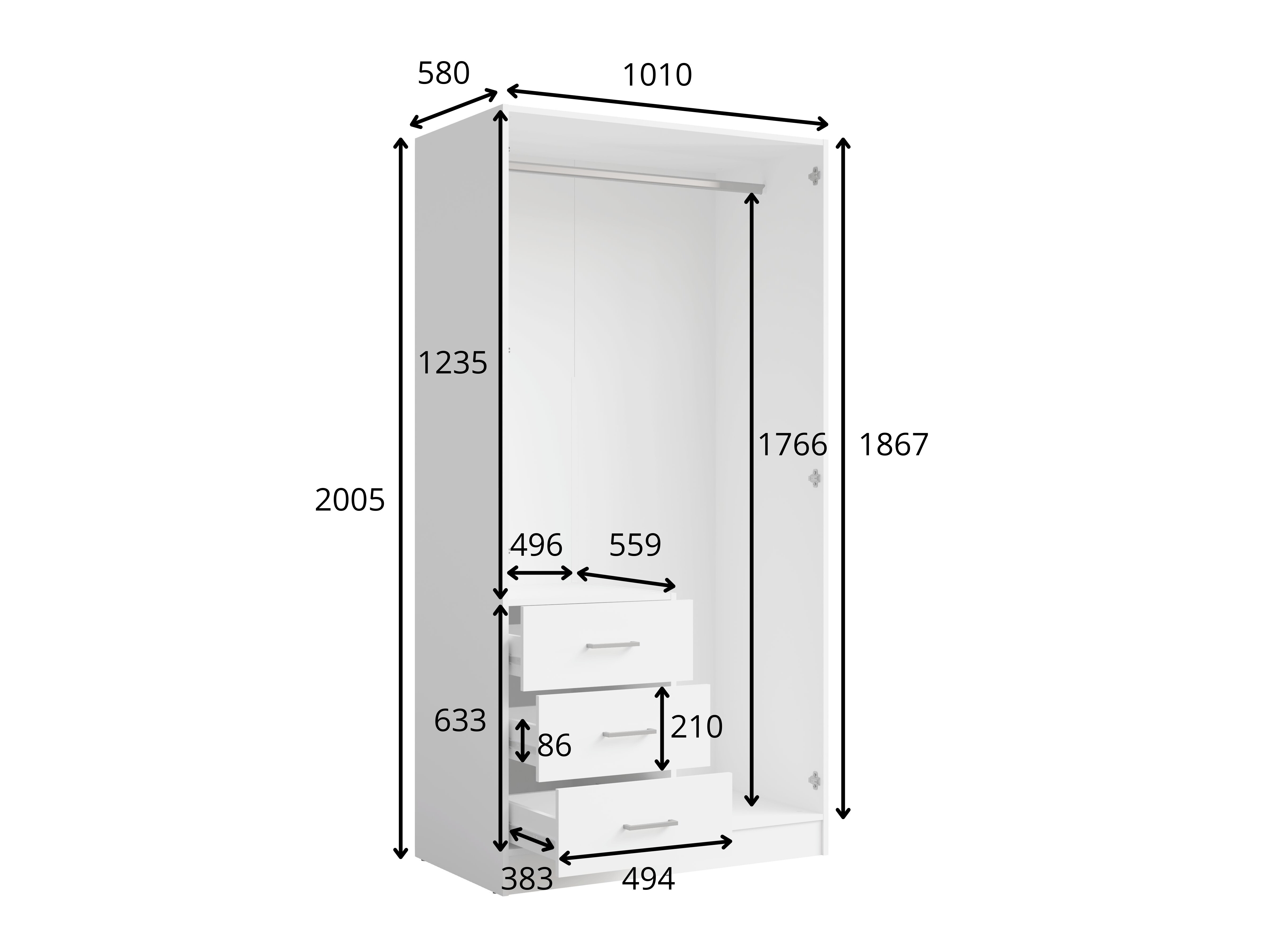 Garderobna omara Baytown 186 (Bela)