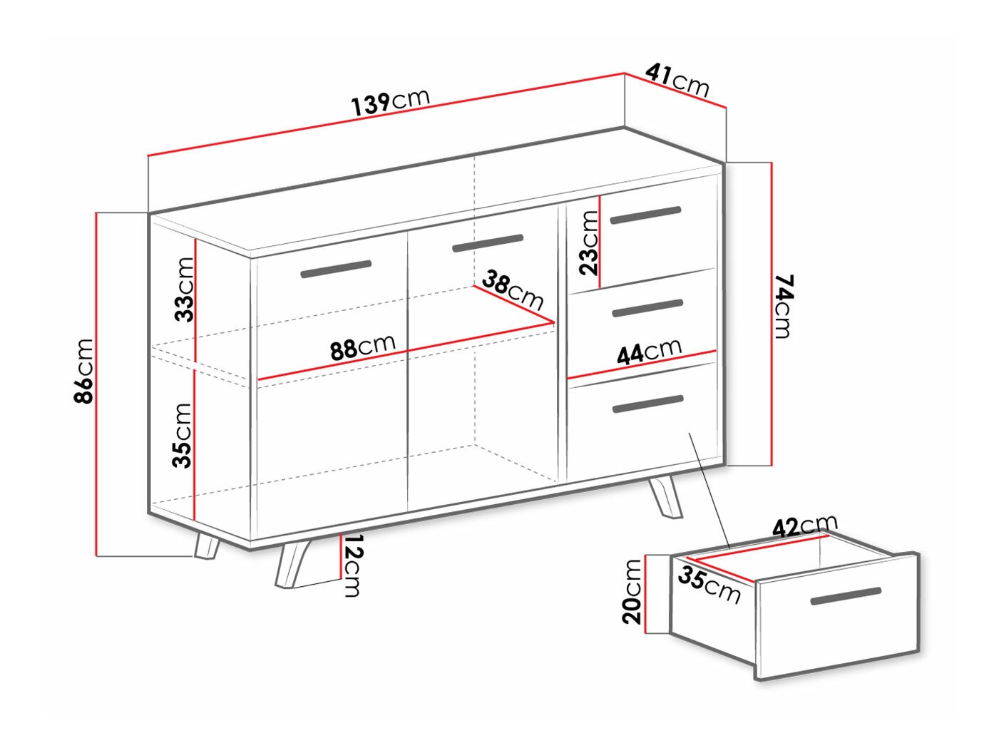 Komoda Dortivu (Bela)