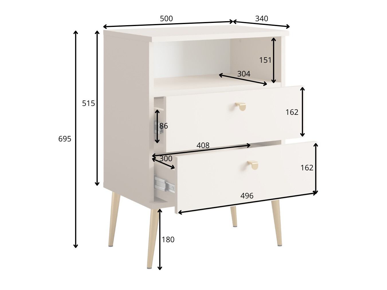 Nočna omarica Baytown 184 (Bela)