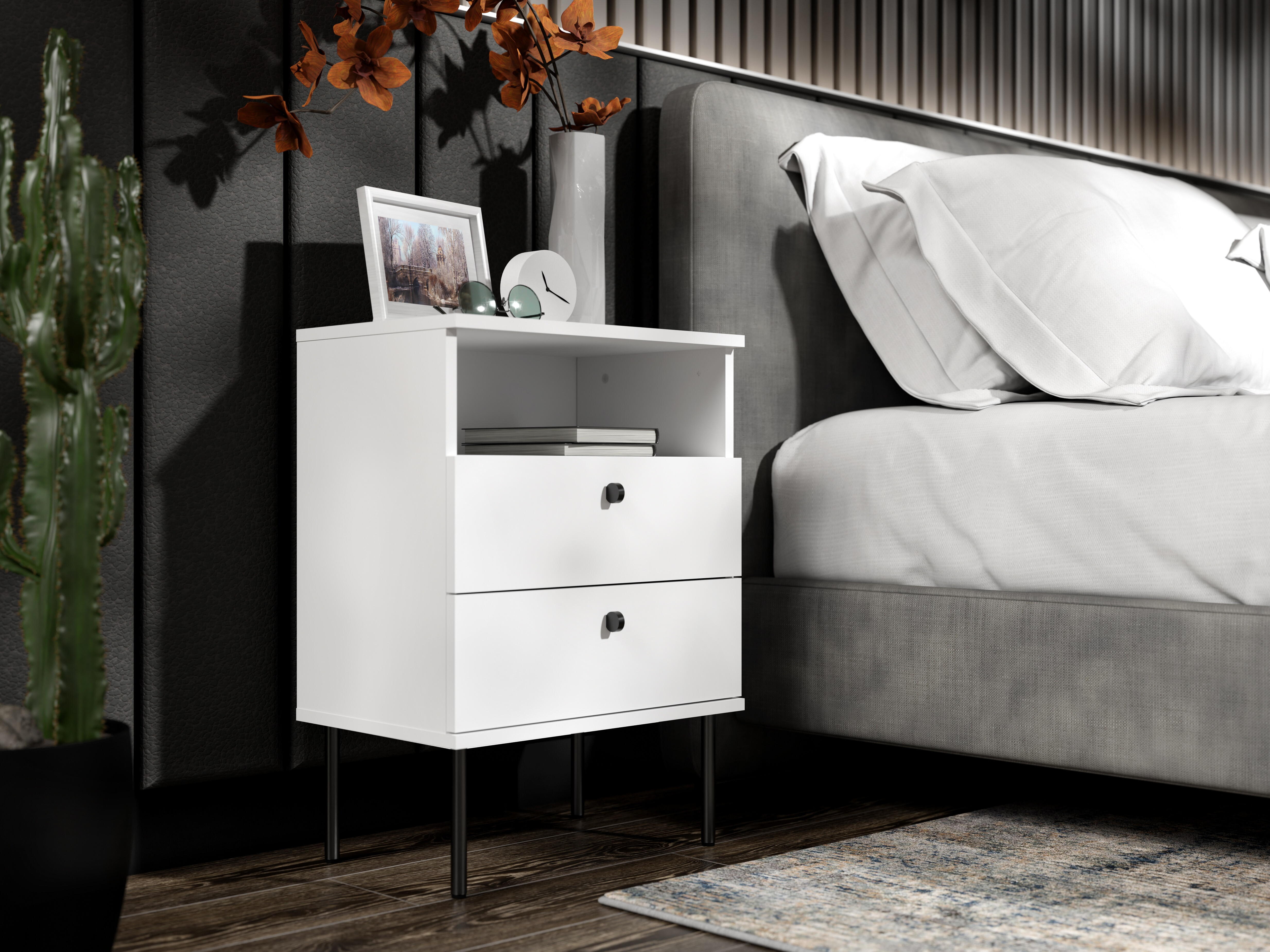 Nočna omarica Baytown 185 (Bela)