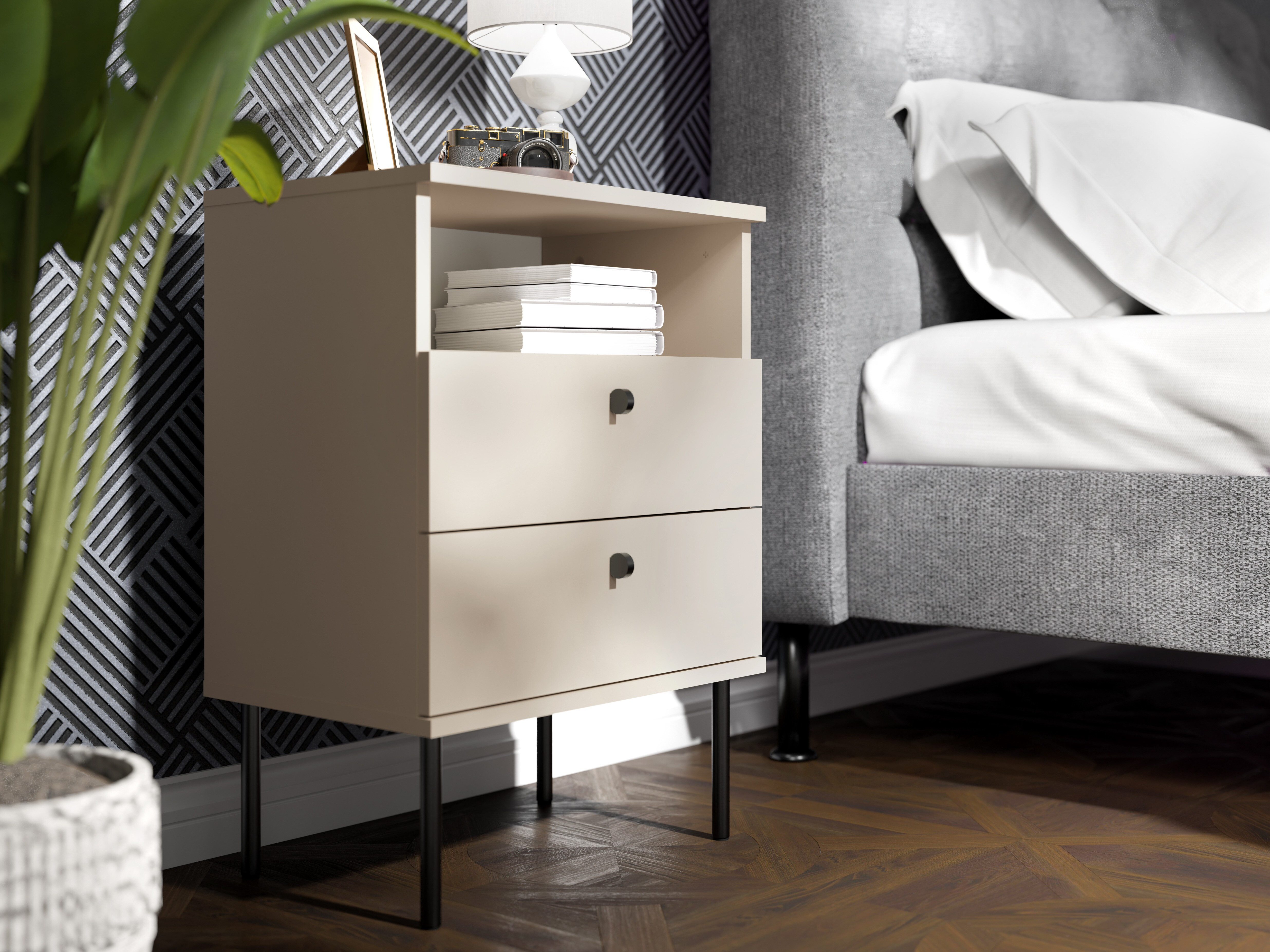 Nočna omarica Baytown 185 (Bež)