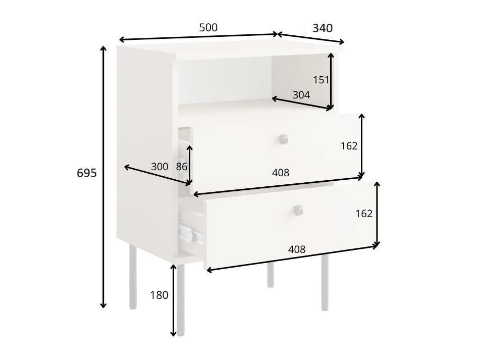 Nočna omarica Baytown 185 (Bež)