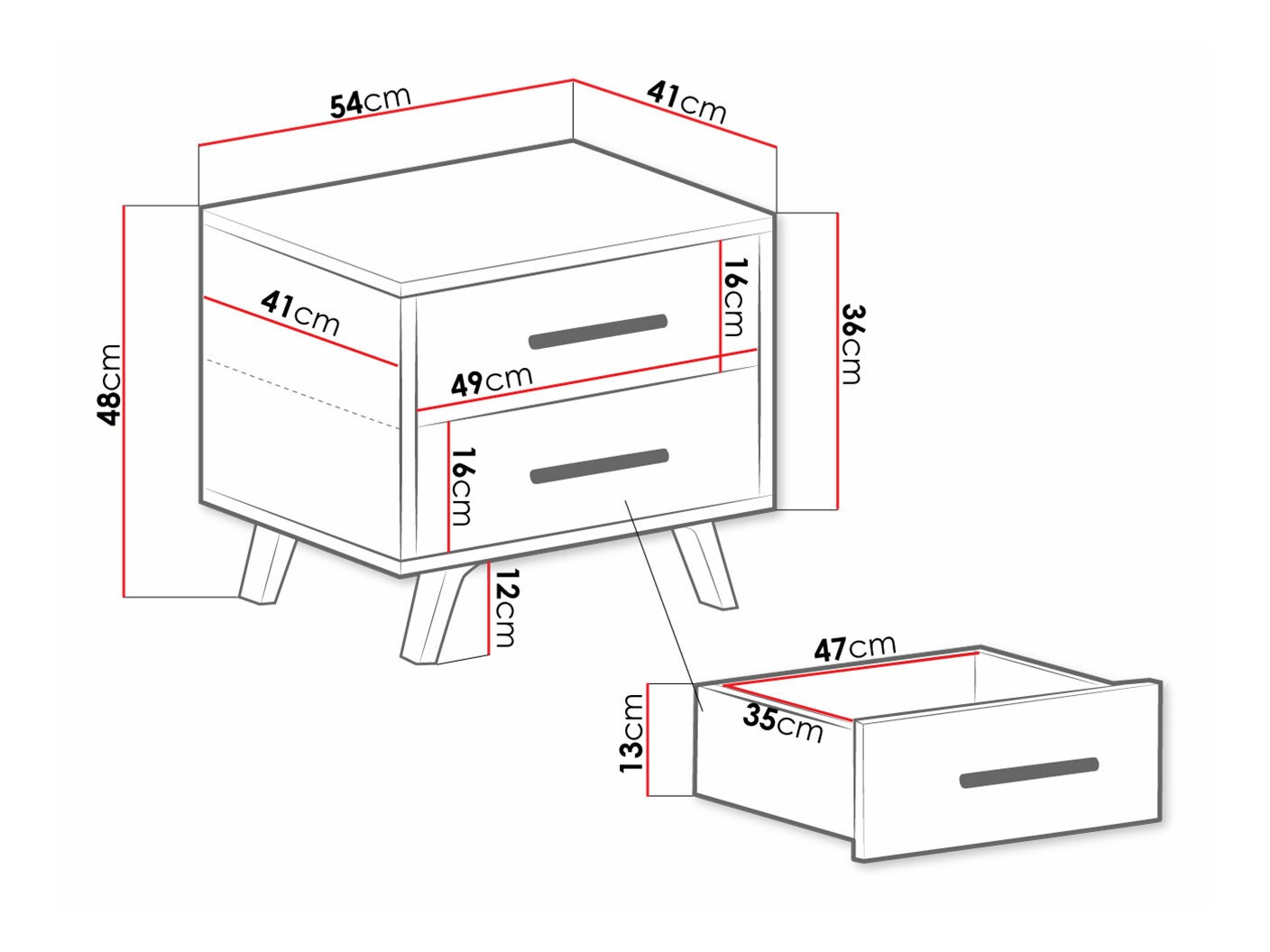 Nočna omarica Dortivu 159 (Bela)