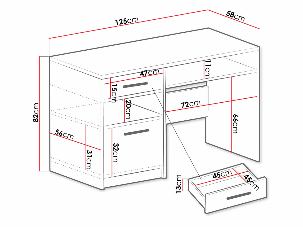 Pisalna miza Dortivu (Bela)