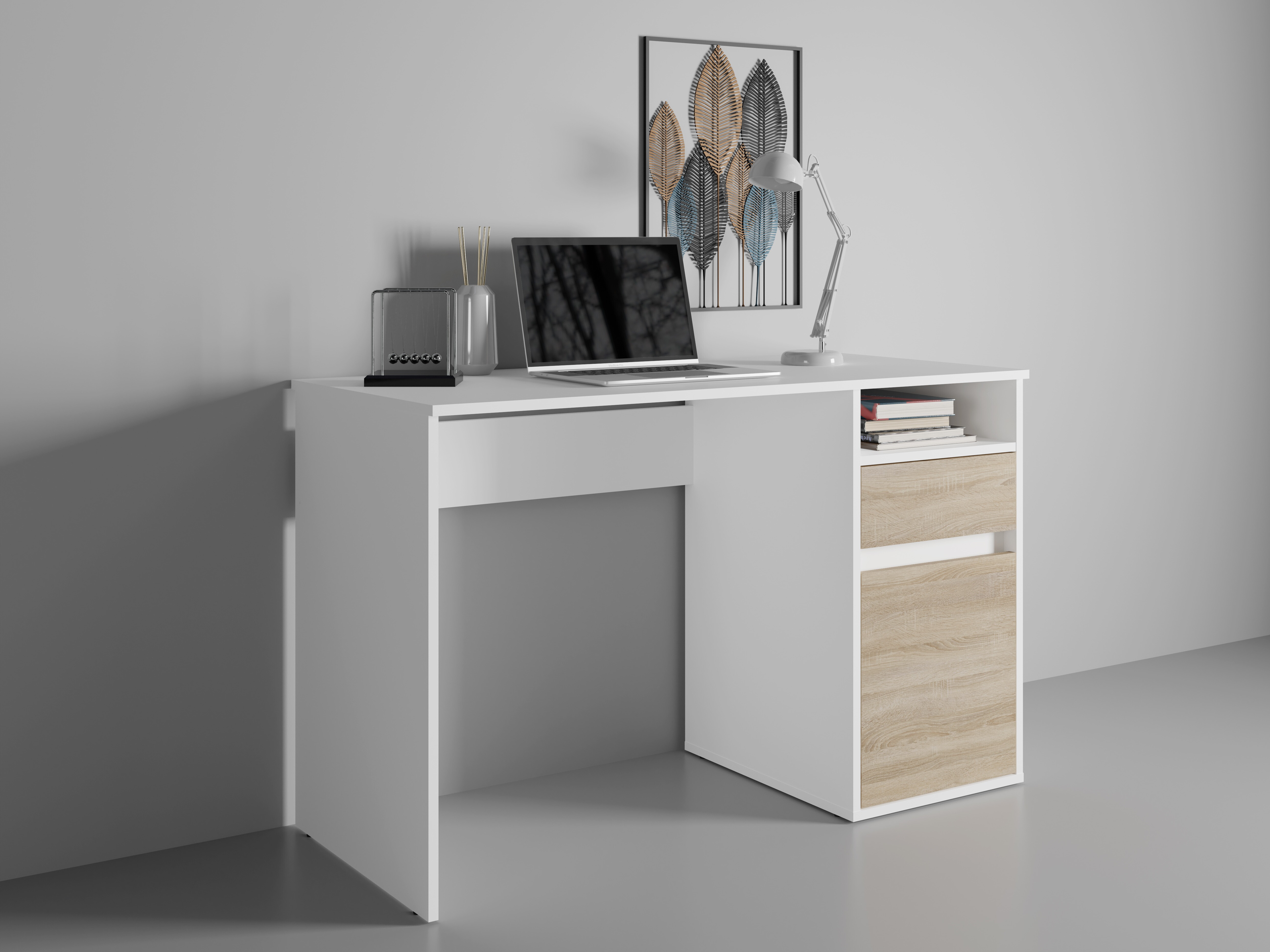 Pisalna miza Baytown 190 (Bela + Sonoma hrast)