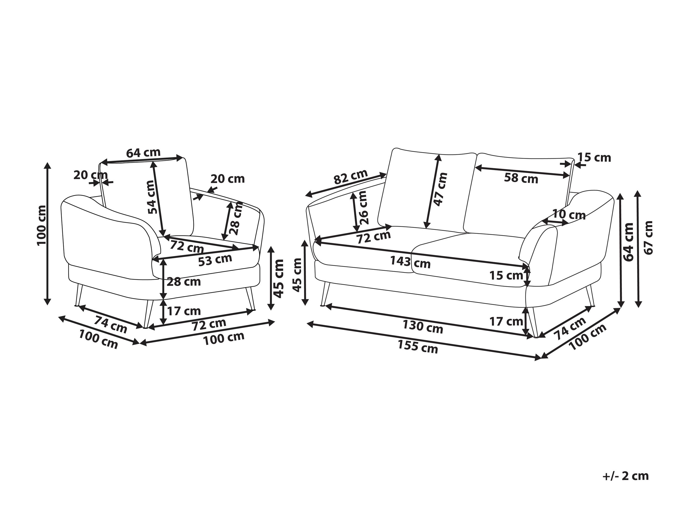 Komplet oblazinjenega pohištva Berwyn 2902 (Bela)