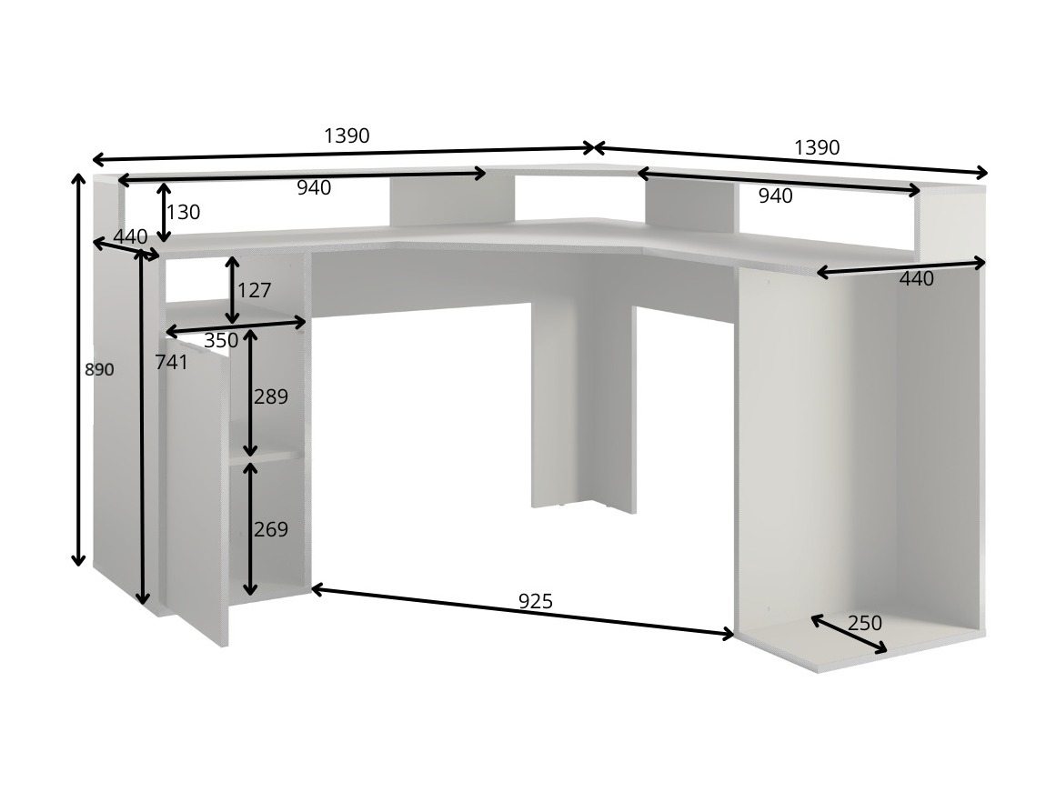 Kotna pisalna miza Baytown 195