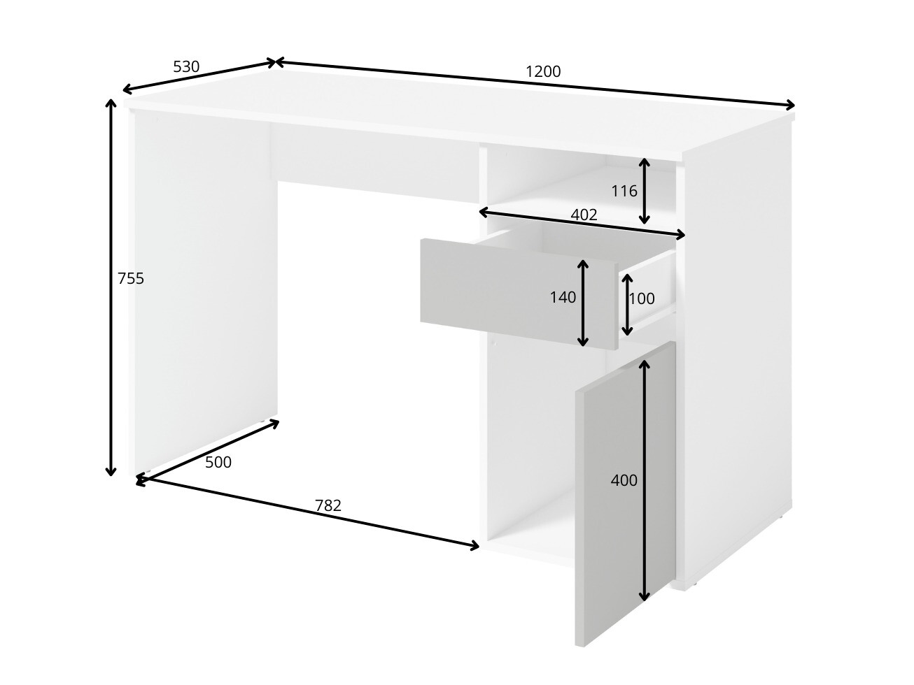 Pisalna miza Baytown 190 (Bela + Sonoma hrast)