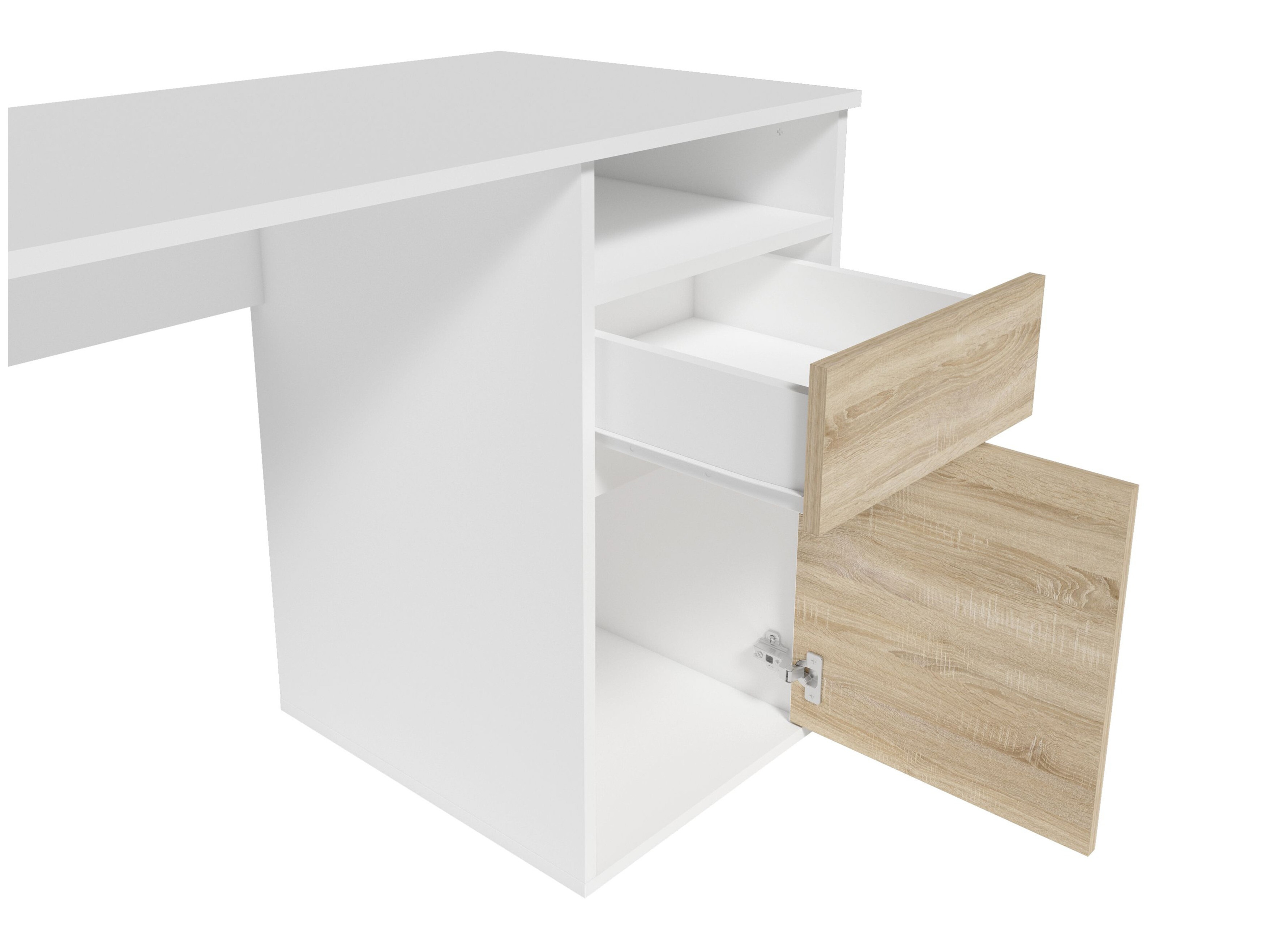 Pisalna miza Baytown 190 (Bela + Sonoma hrast)