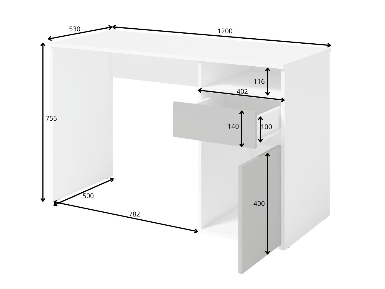 Pisalna miza Baytown 190 (Bela + Sonoma hrast)