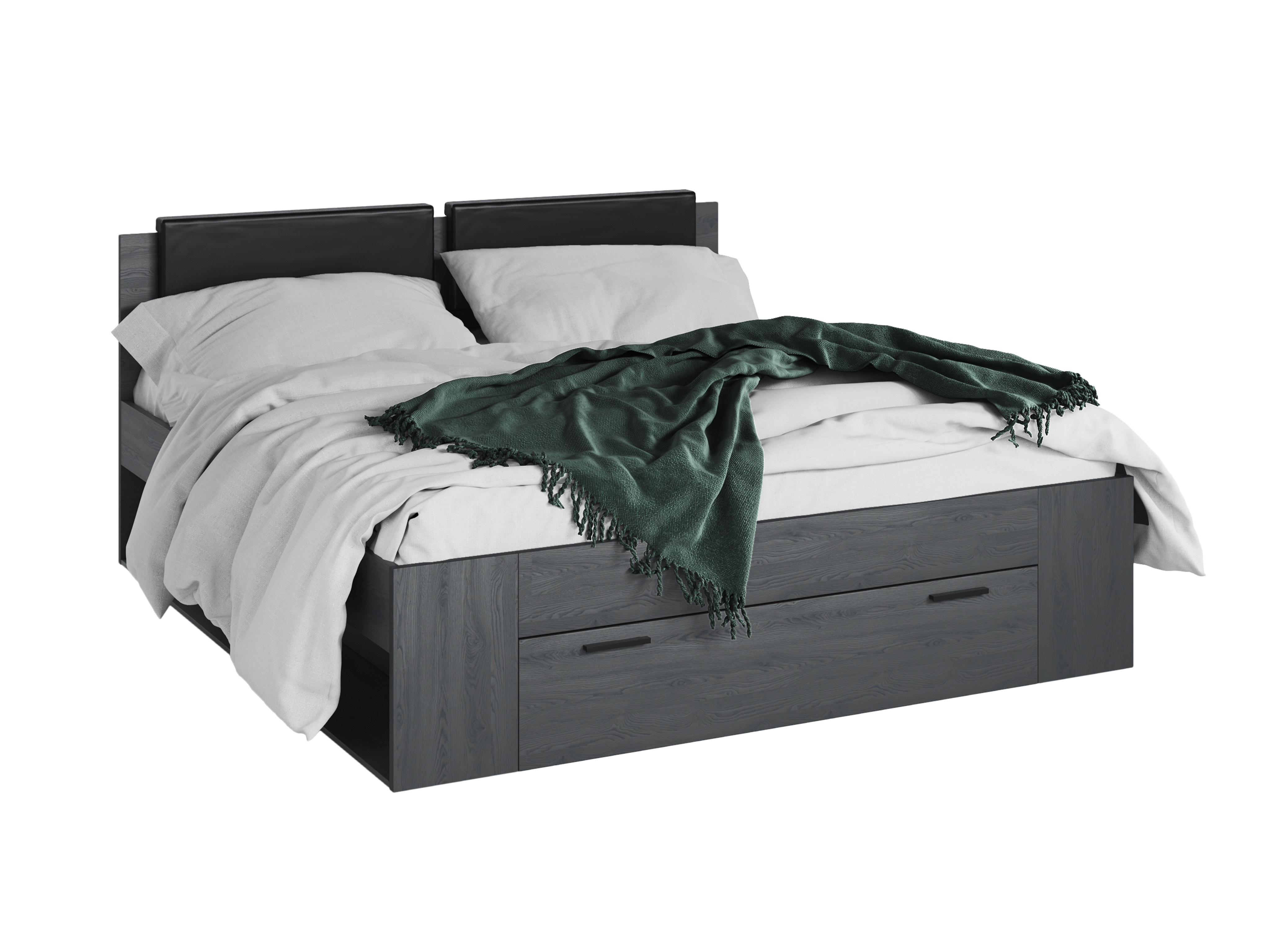 Postelja Levruvu 106 (Sivi hrast + Črna)