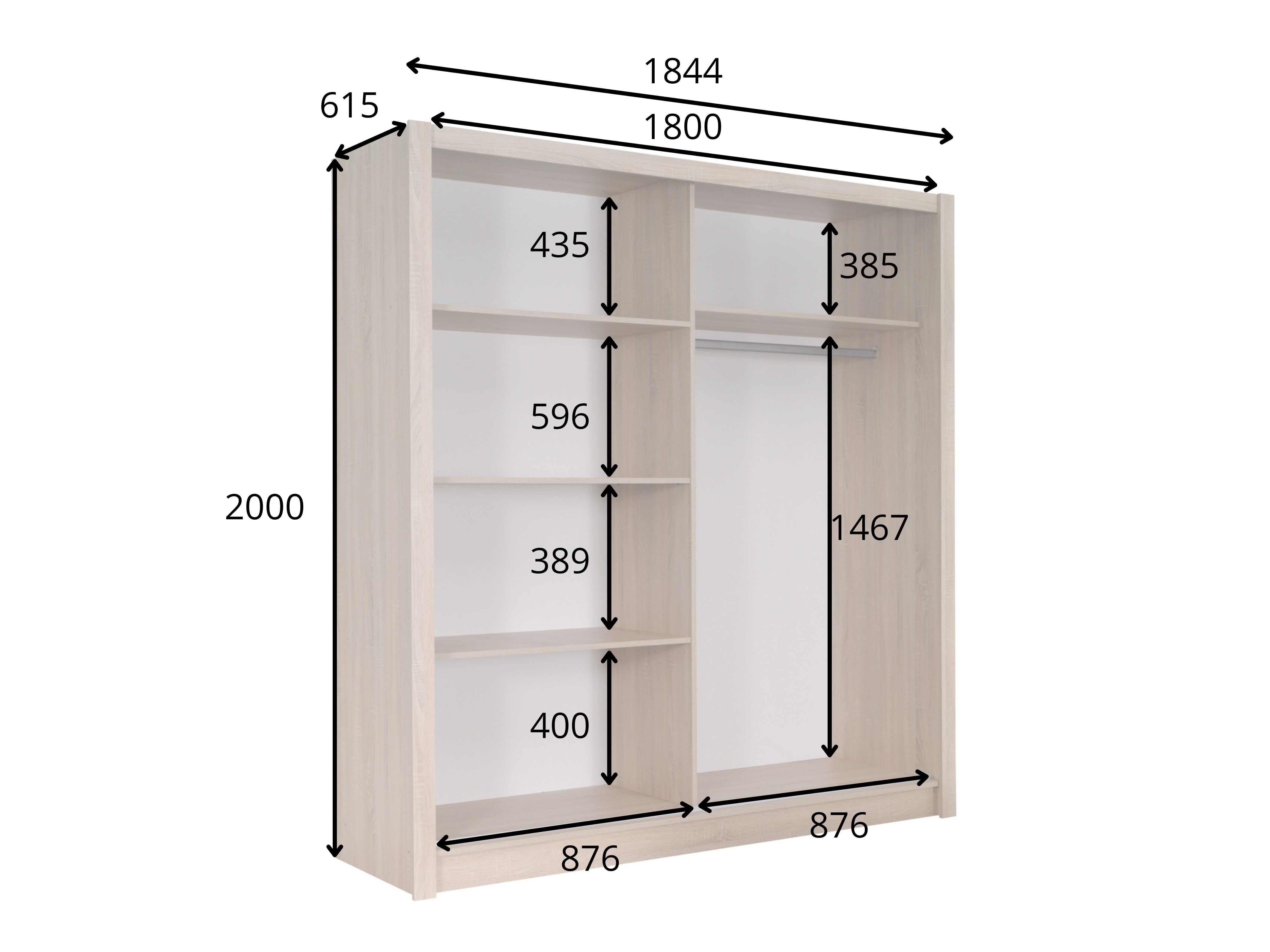 Garderobna omara Baytown 203 (Sonoma hrast)