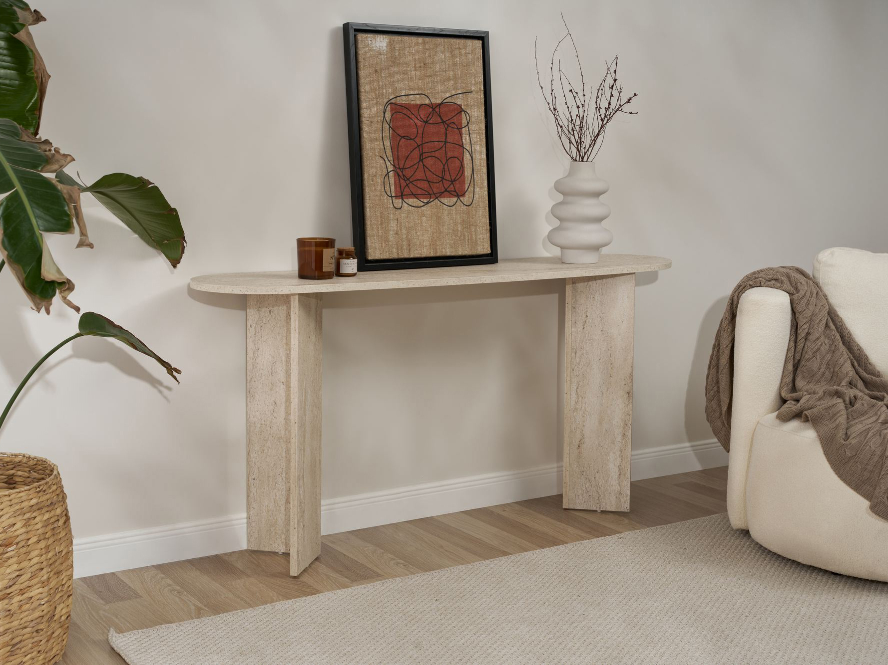 Konzolna miza Novato 133 (Svetel travertin)