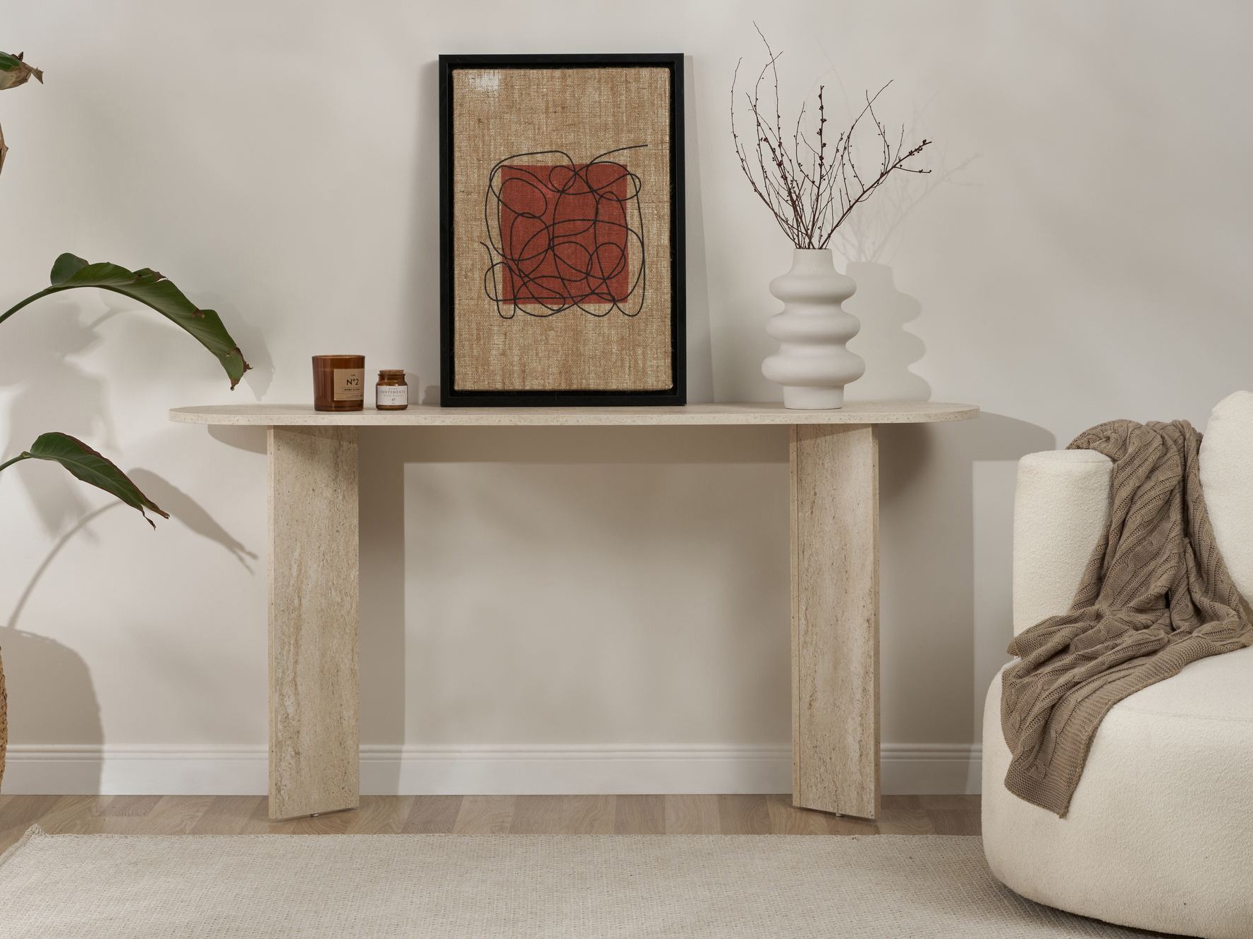 Konzolna miza Novato 133 (Svetel travertin)