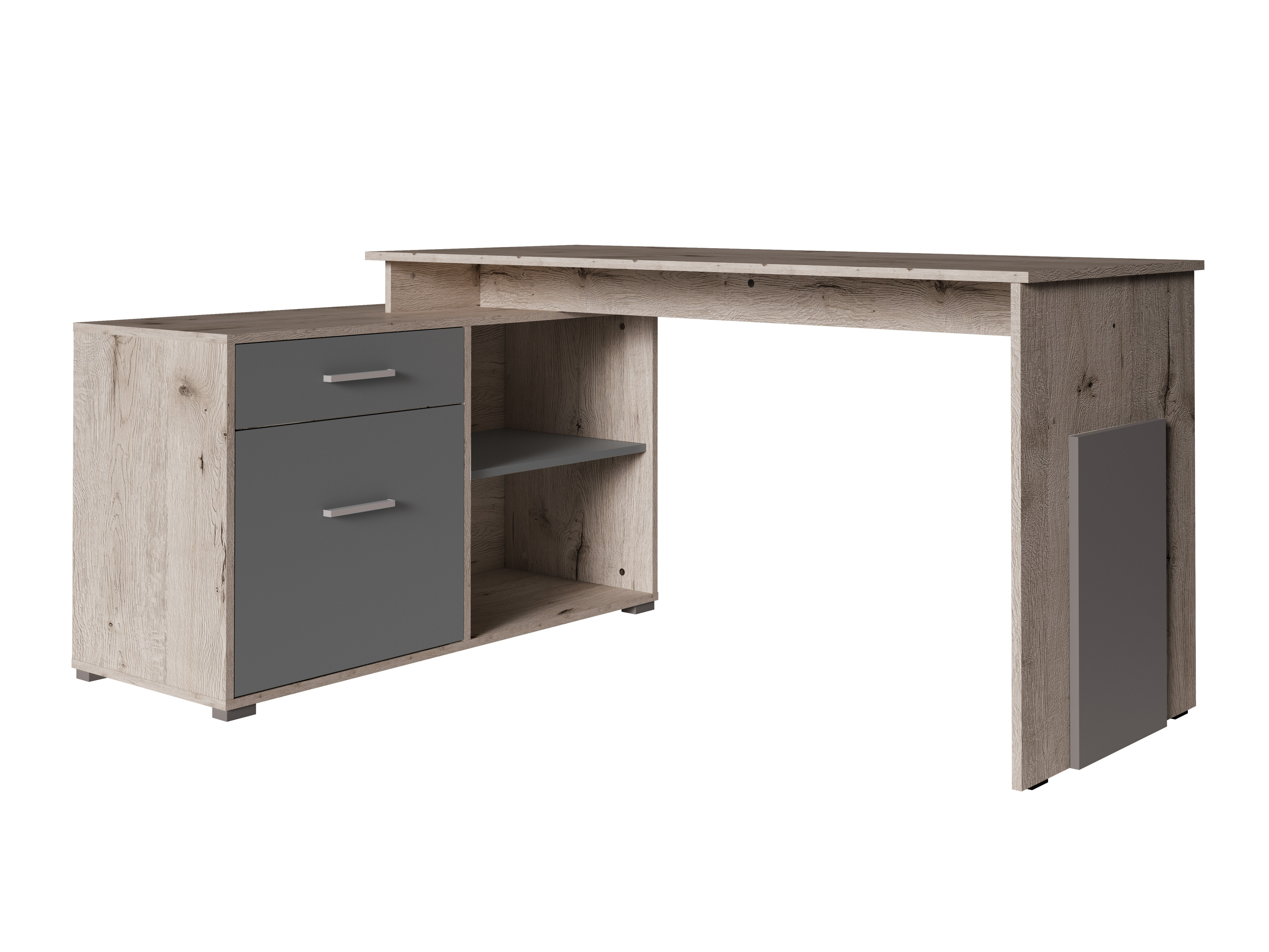 Kotna pisalna miza Baytown 197 (Grafit + Wellington hrast)
