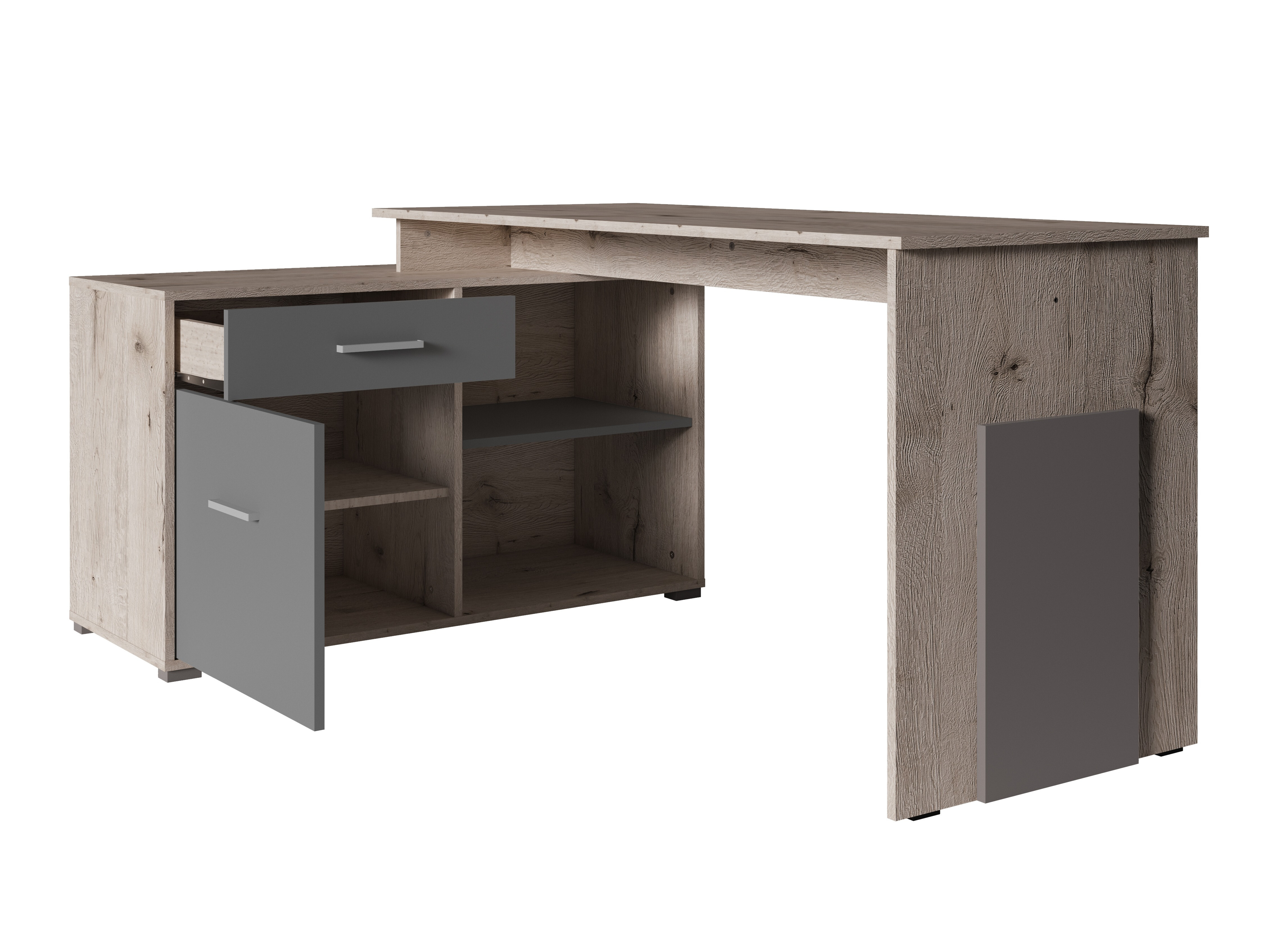 Kotna pisalna miza Baytown 197 (Grafit + Wellington hrast)