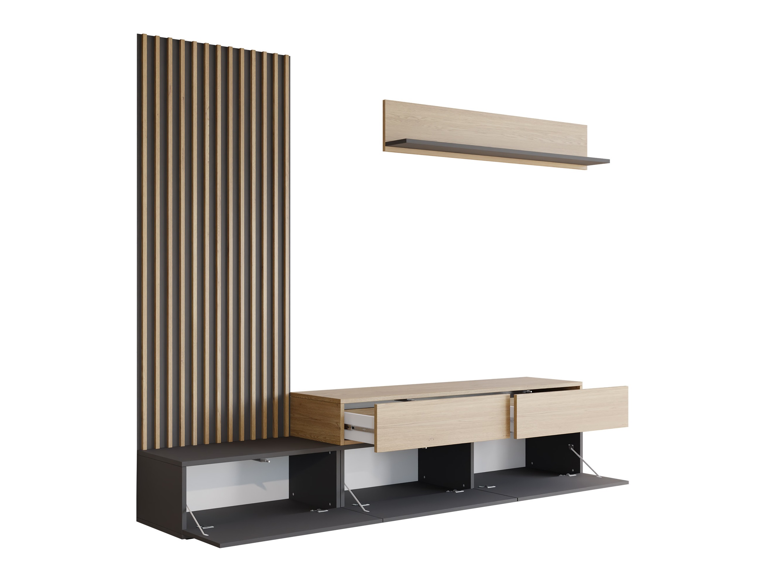 Komplet za dnevno sobo Comfivo 496 (Grafit + Hrast)