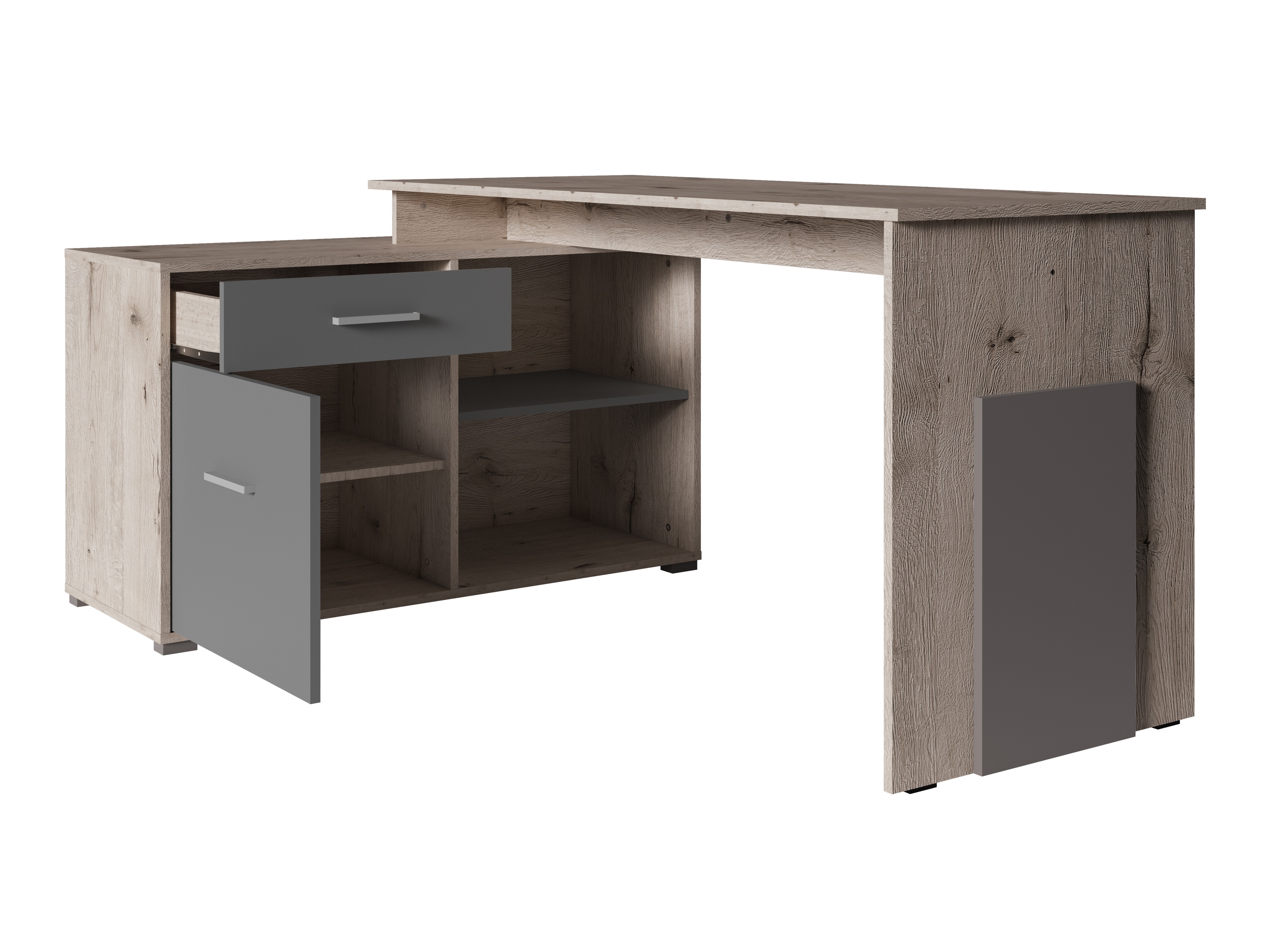 Kotna pisalna miza Baytown 197 (Bela + Sonoma hrast)