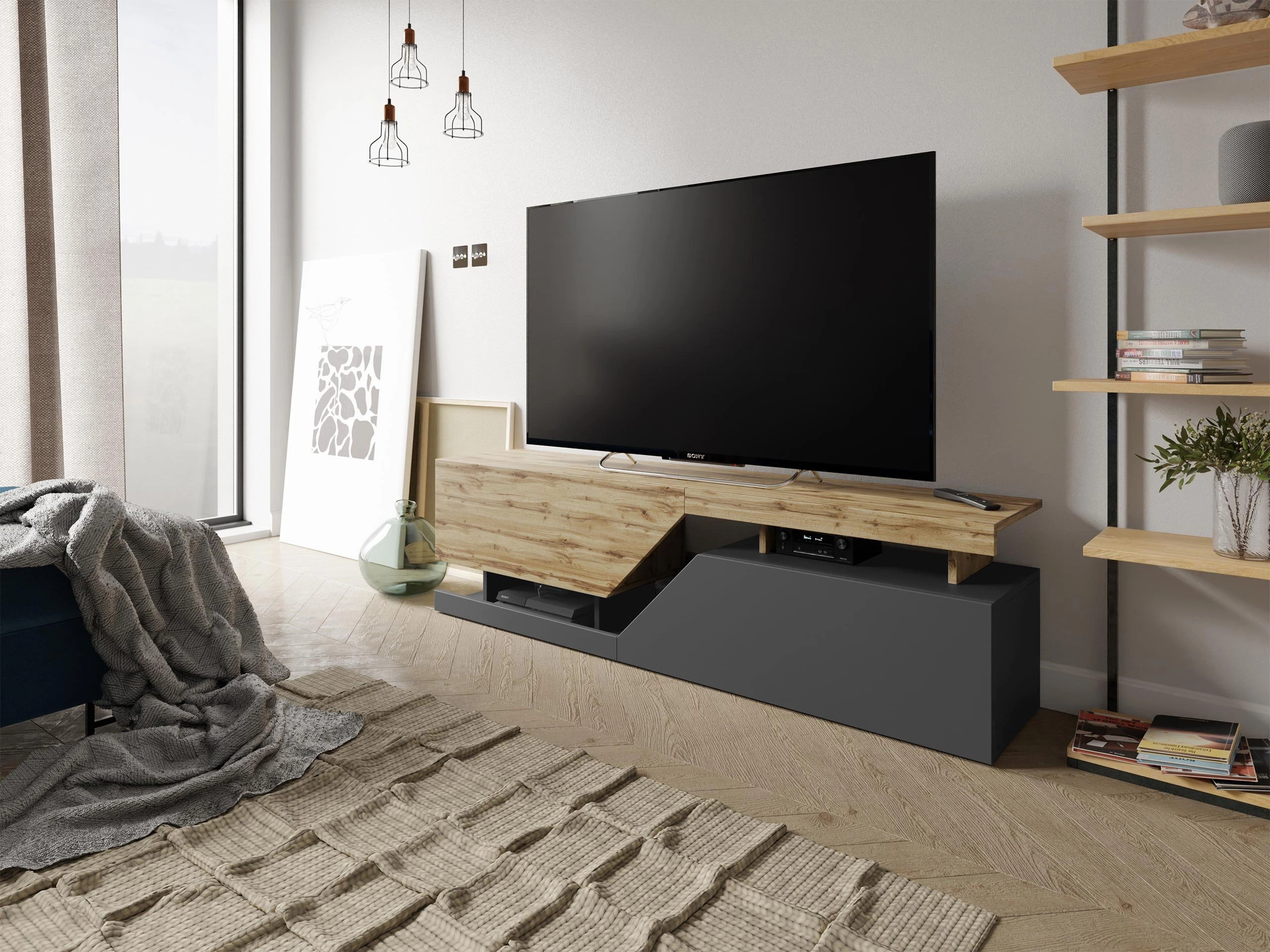 TV-omarica Comfivo Daldune (Antracit + Wotan hrast)