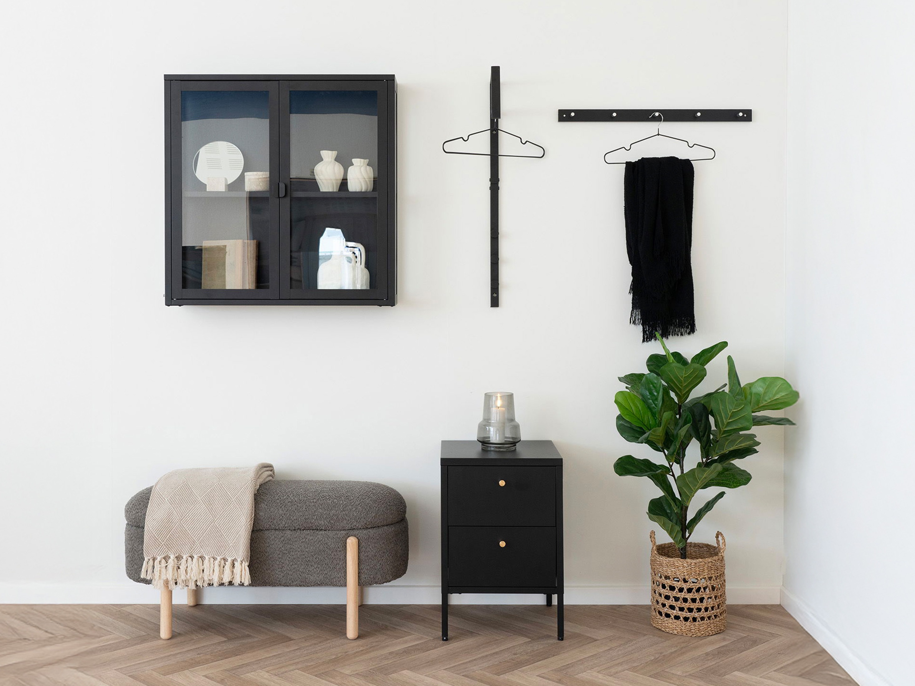 Stenska omarica Romtolo 100 (Črna)