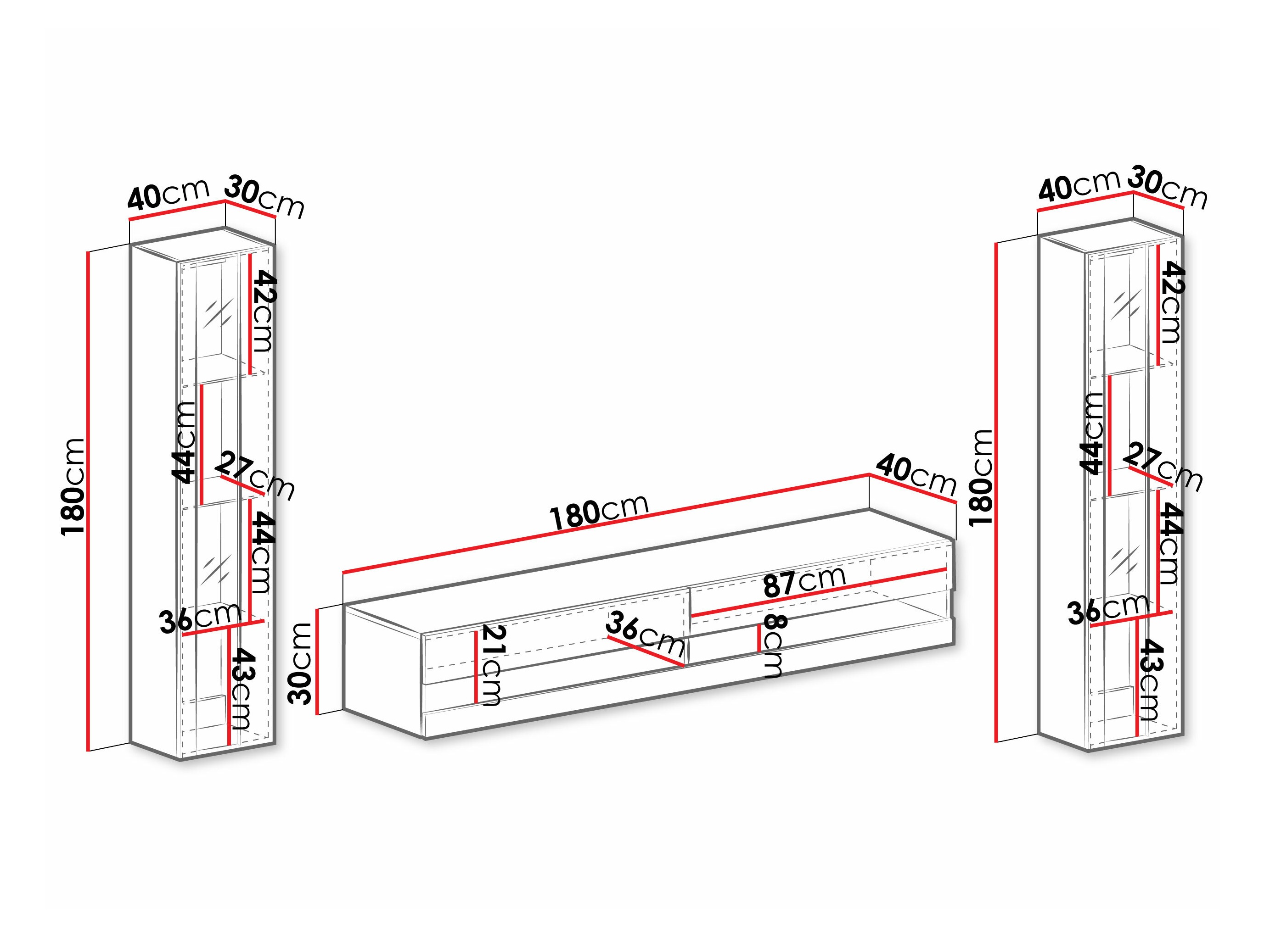 Komplet za dnevno sobo Venenou 112 (Bela + Sijaj bela)