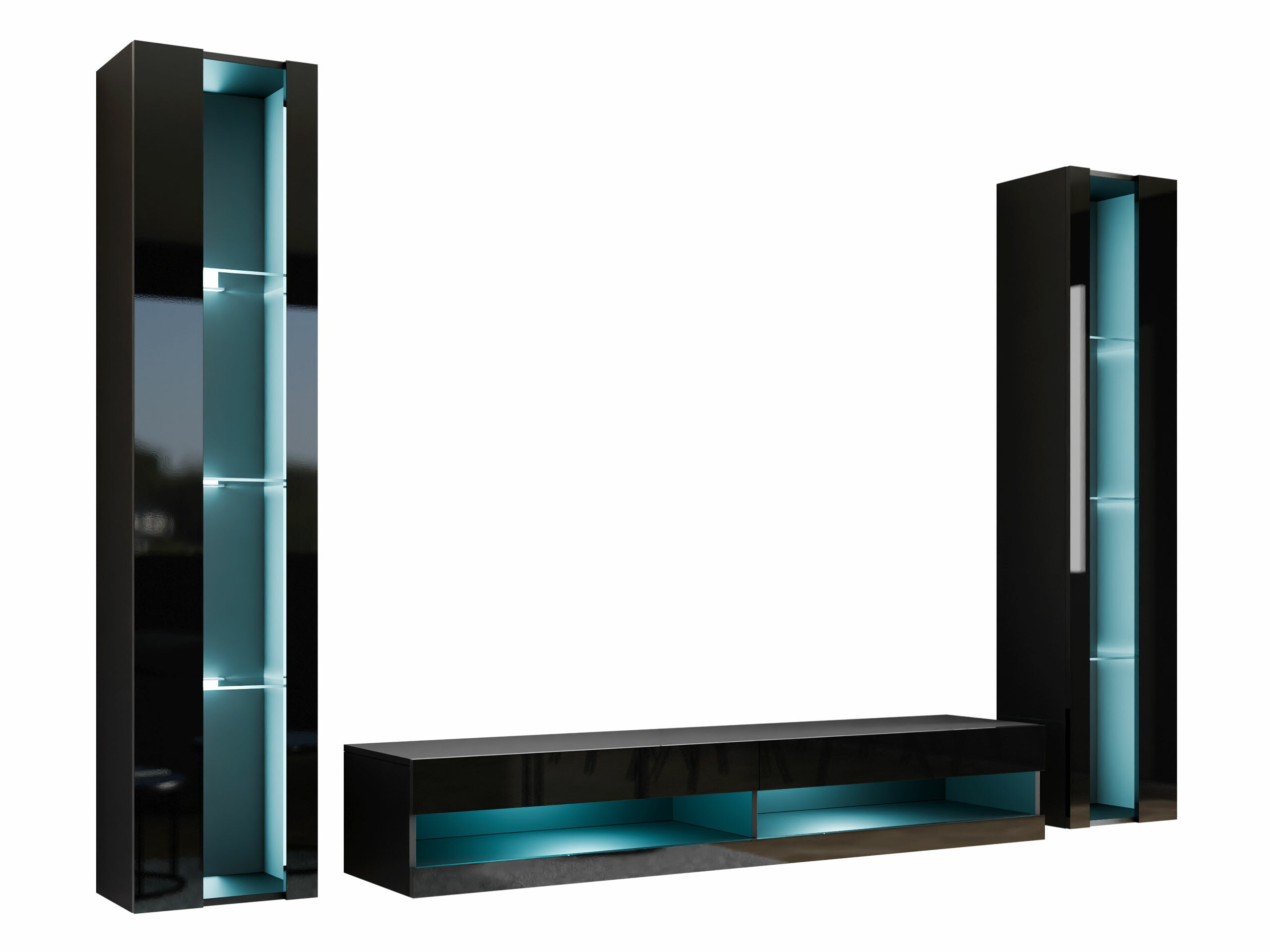 Komplet za dnevno sobo Venenou 112 (Črna + Sijaj črna)