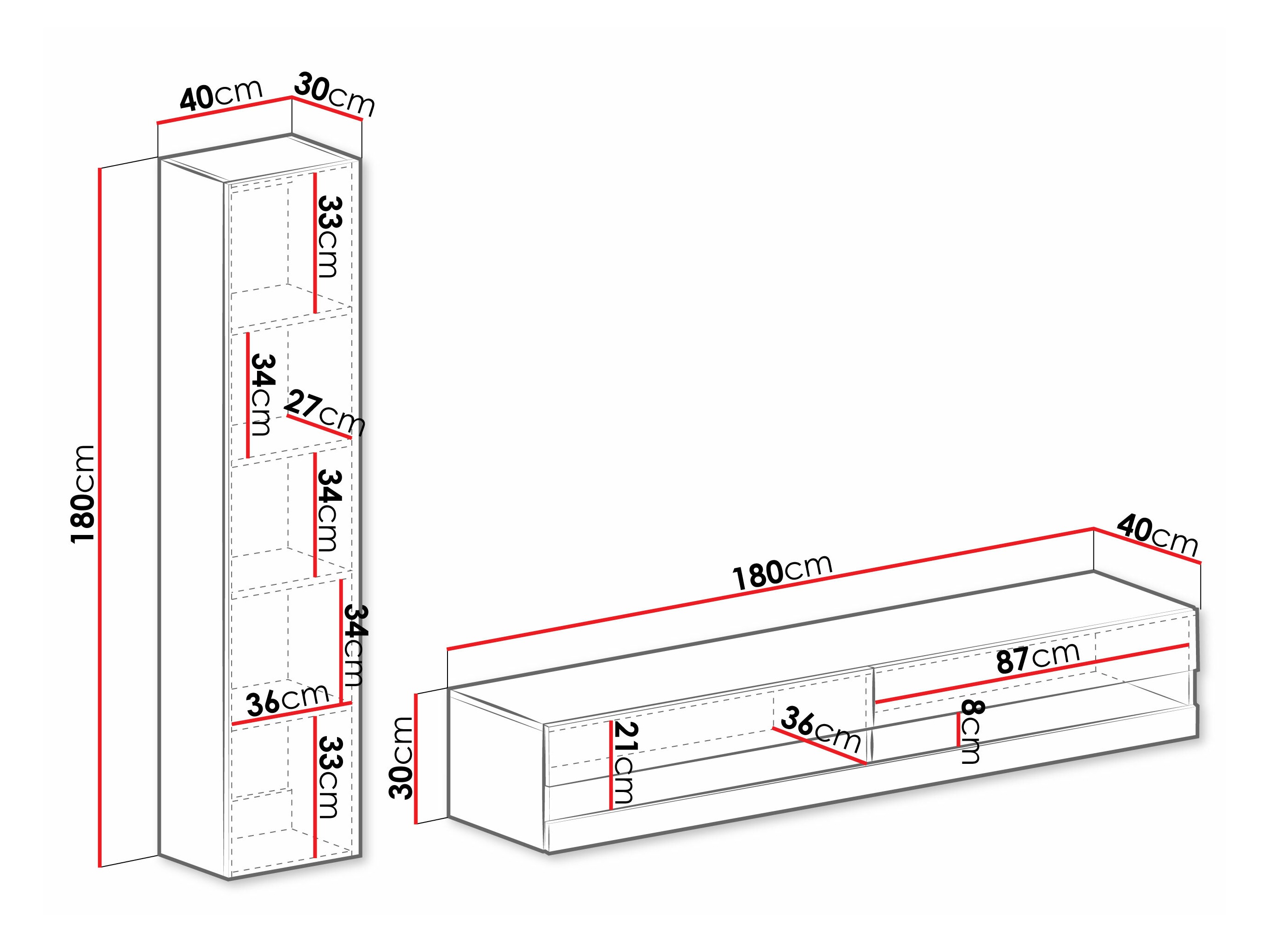 Komplet za dnevno sobo Venenou 114 (Črna + Sijaj črna)