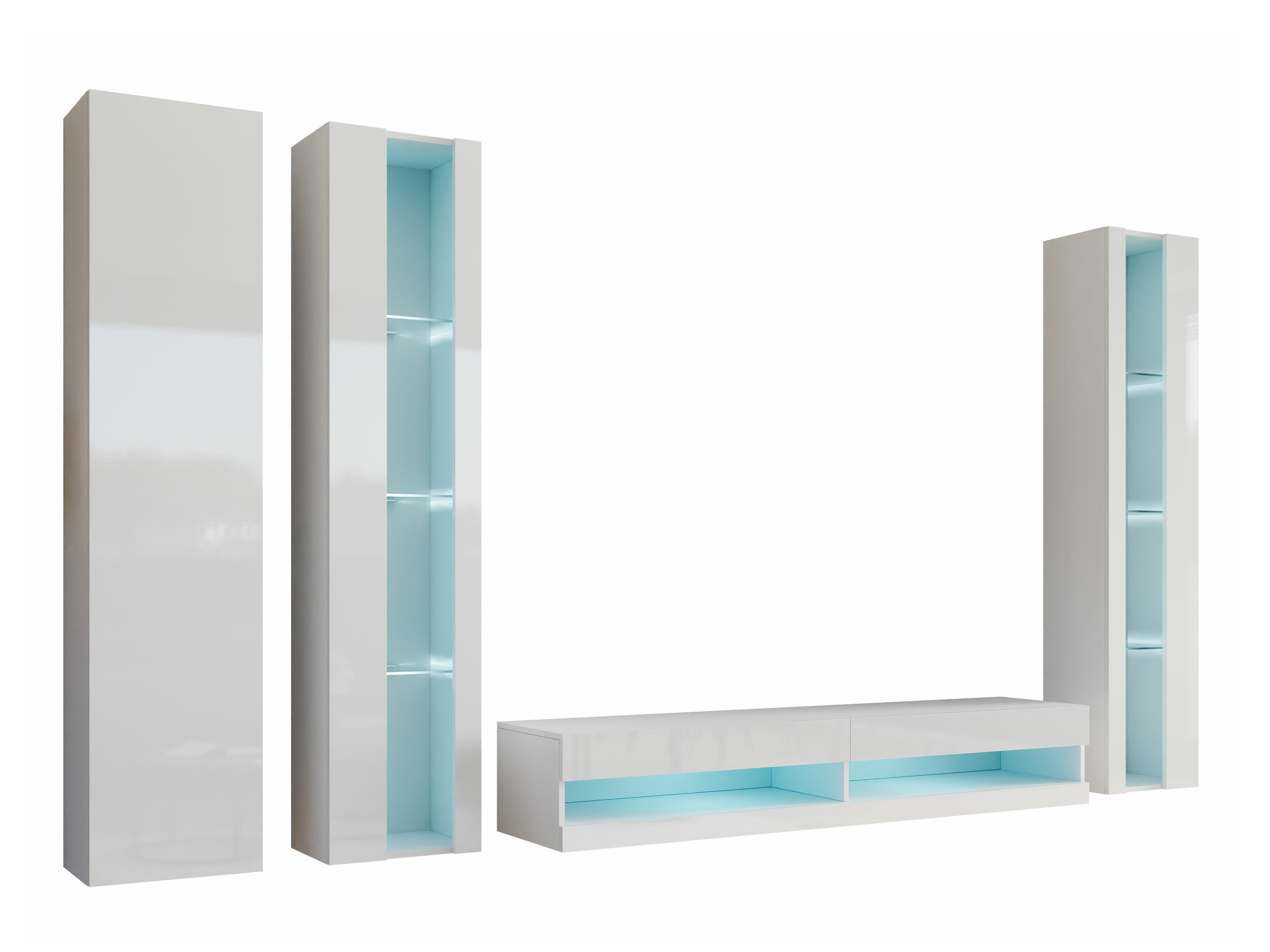 Komplet za dnevno sobo Venenou 116 (Bela + Sijaj bela)