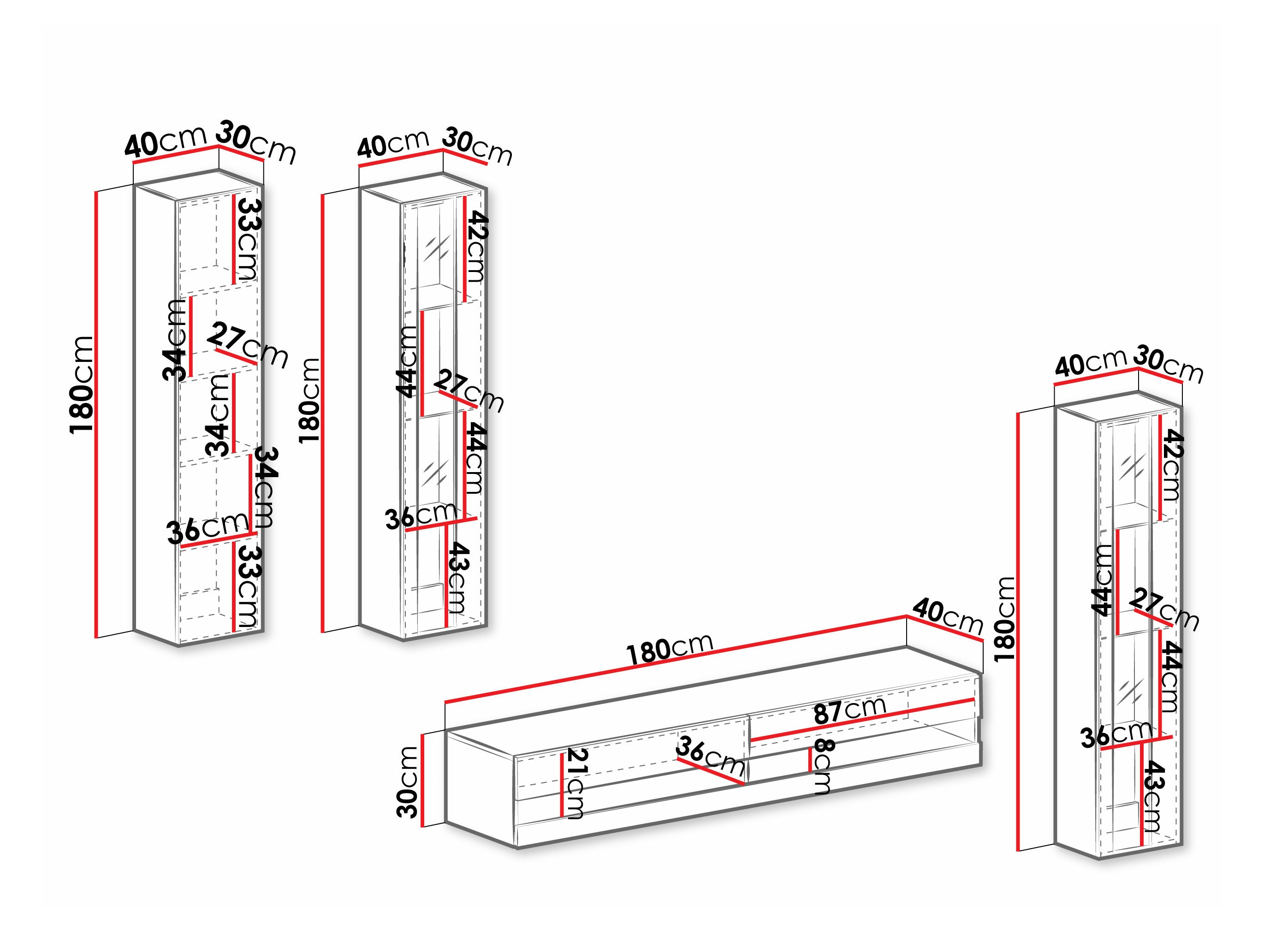 Komplet za dnevno sobo Venenou 116 (Bela + Sijaj bela)