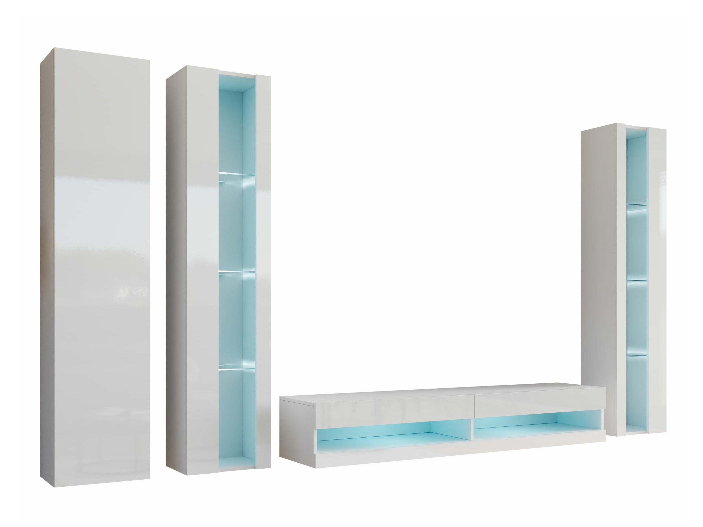 Komplet za dnevno sobo Venenou 116 (Bela + Sijaj bela)