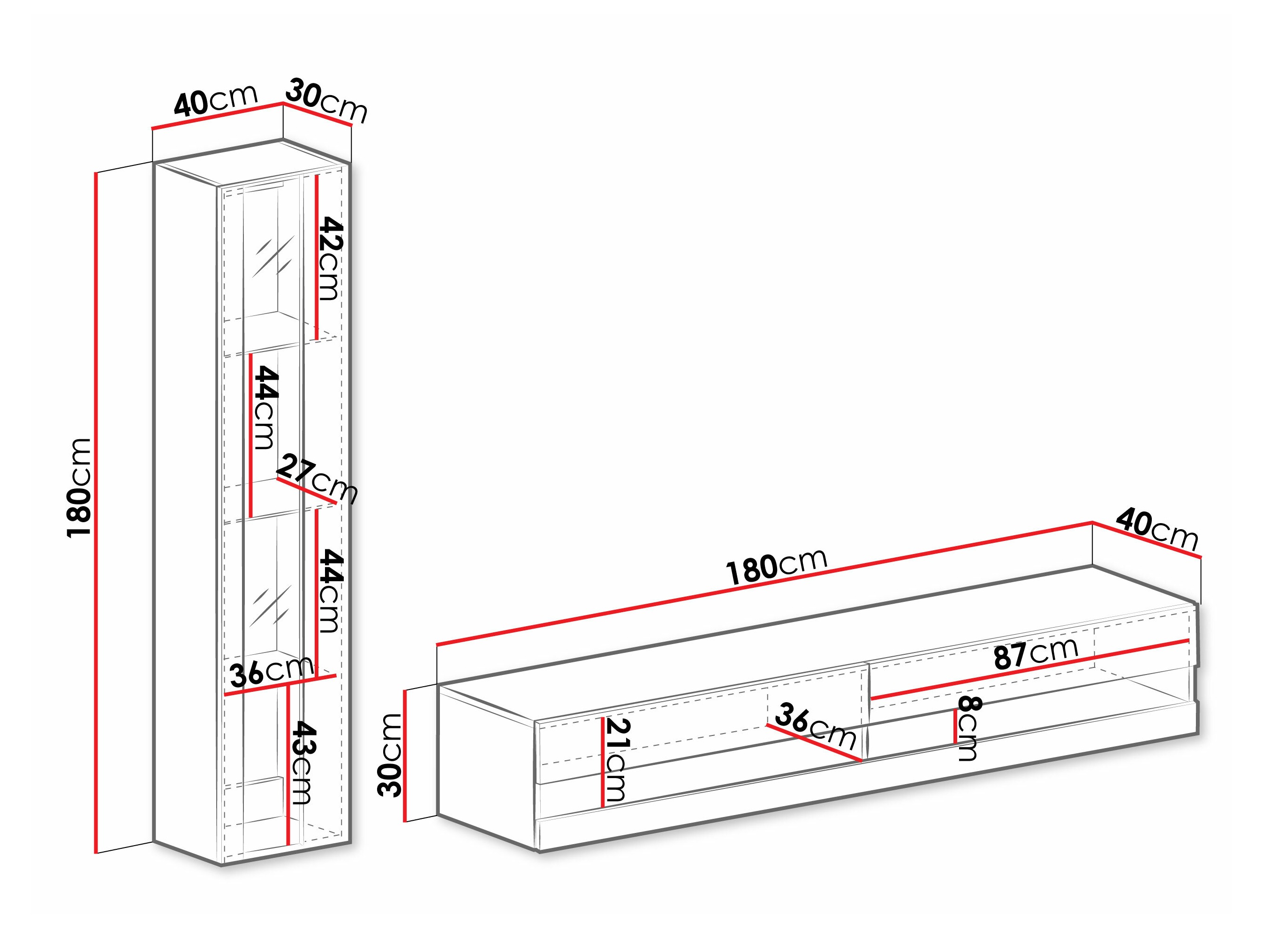Komplet za dnevno sobo Venenou 118 (Bela + Sijaj bela)