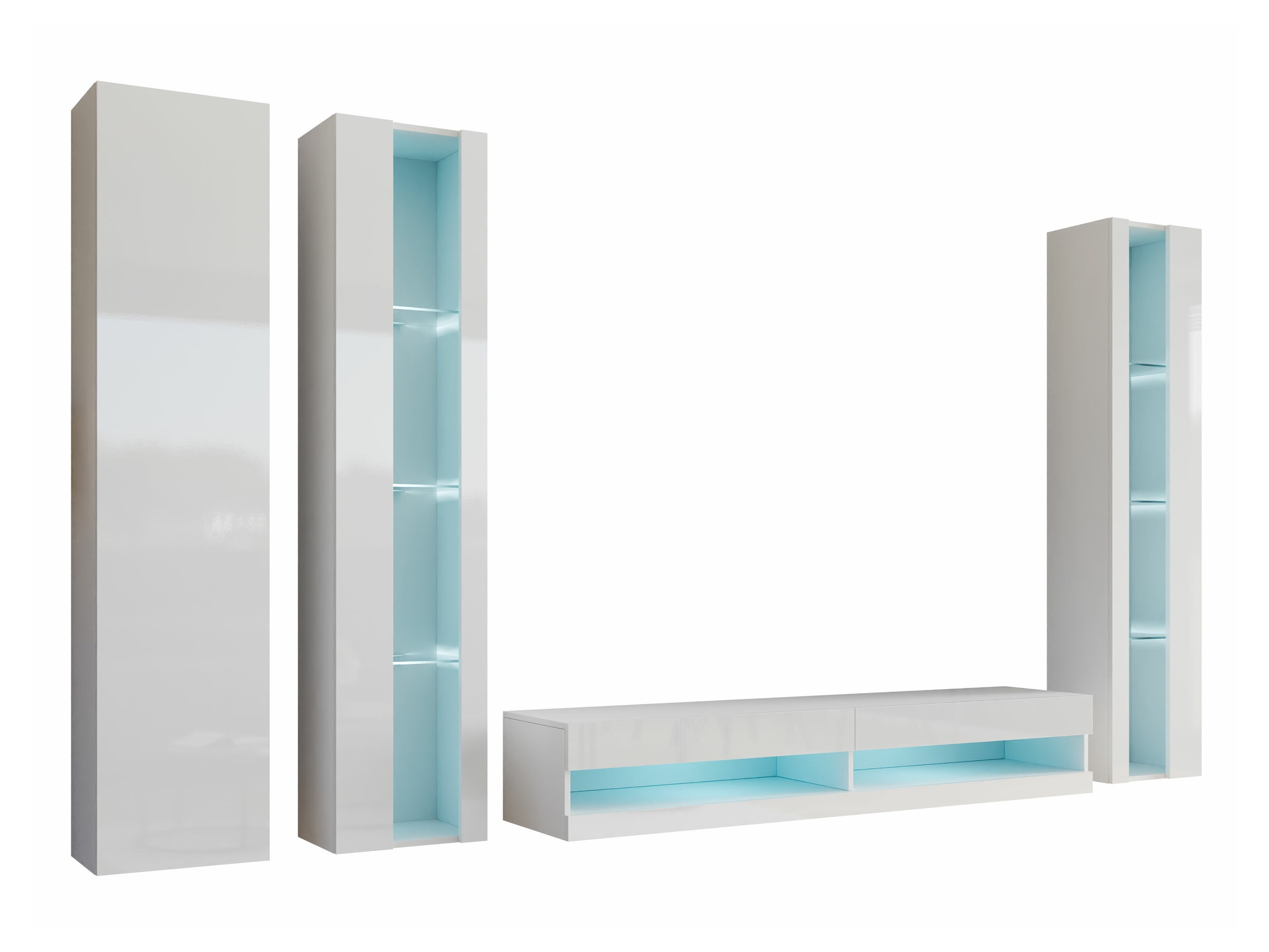 Komplet za dnevno sobo Vilrin VII (Bela + Sijaj bela)