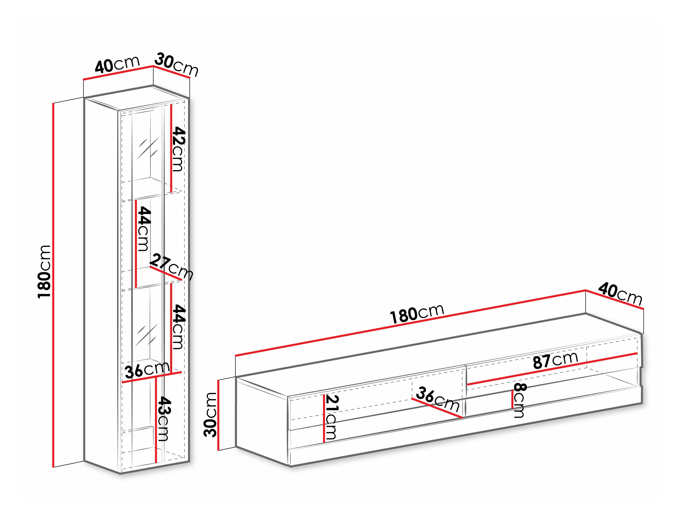 Komplet za dnevno sobo Vilrin VIII (Črna + Sijaj črna)