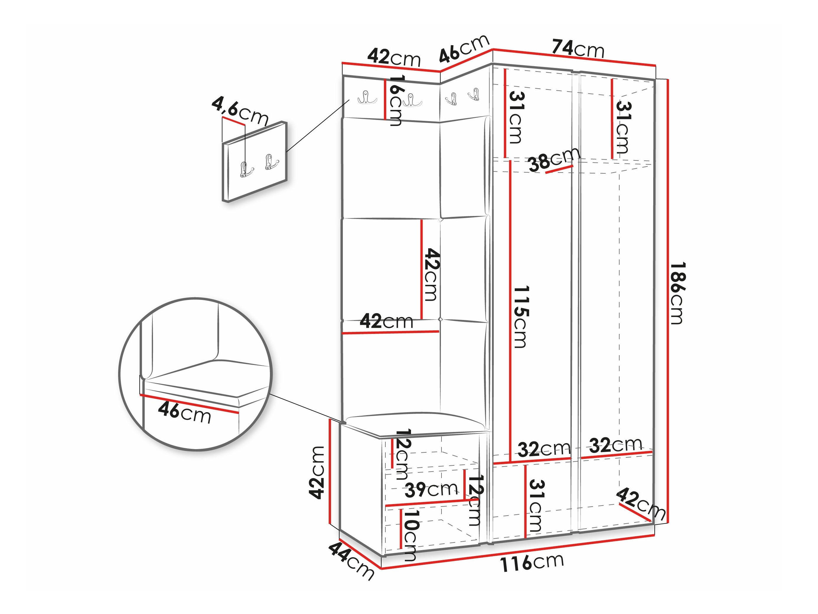 Komplet za predsobo Hartford 387 (Bela)