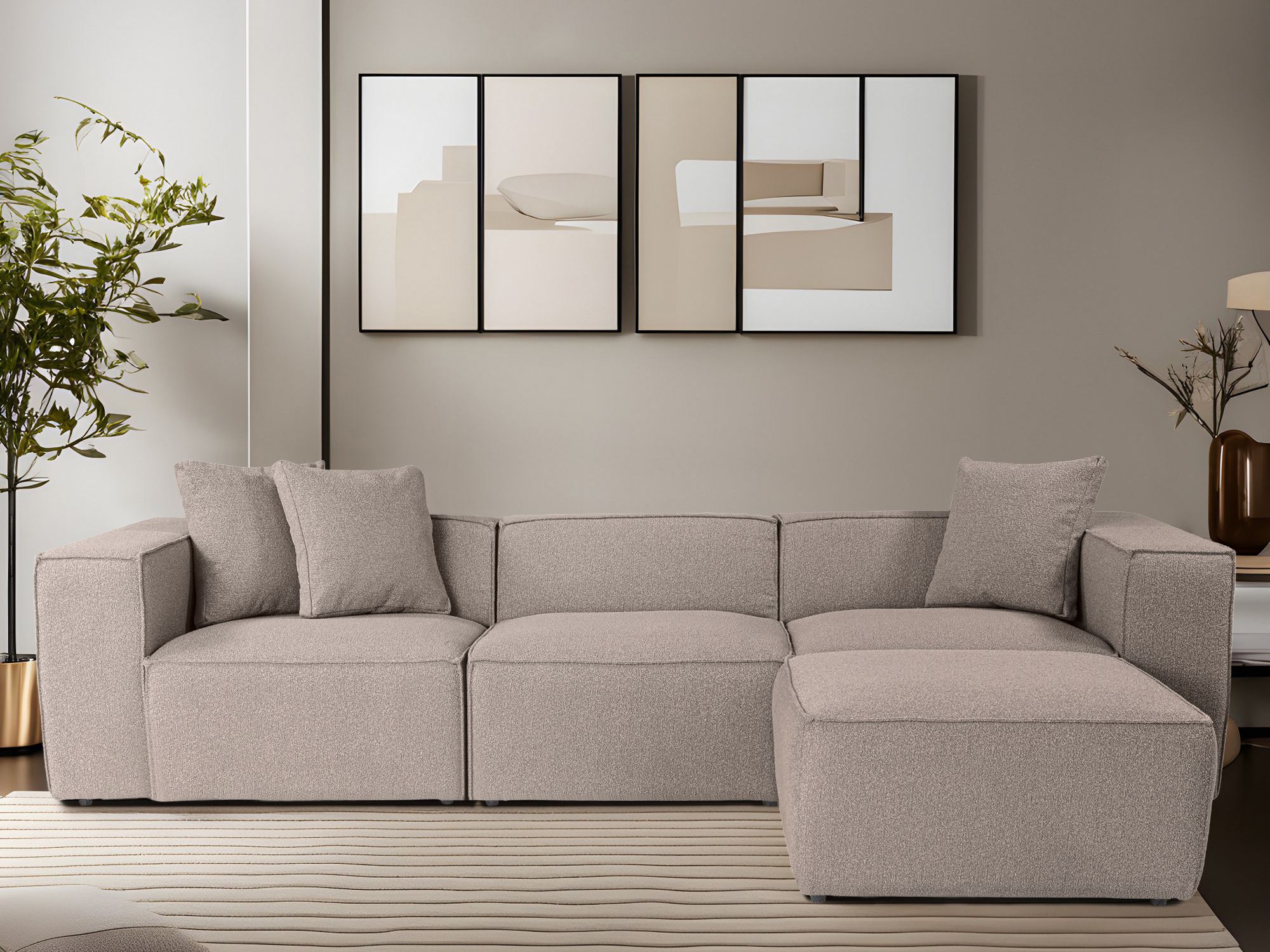 Modularna kotna sedežna garnitura Fivsoi 102 (Bež)