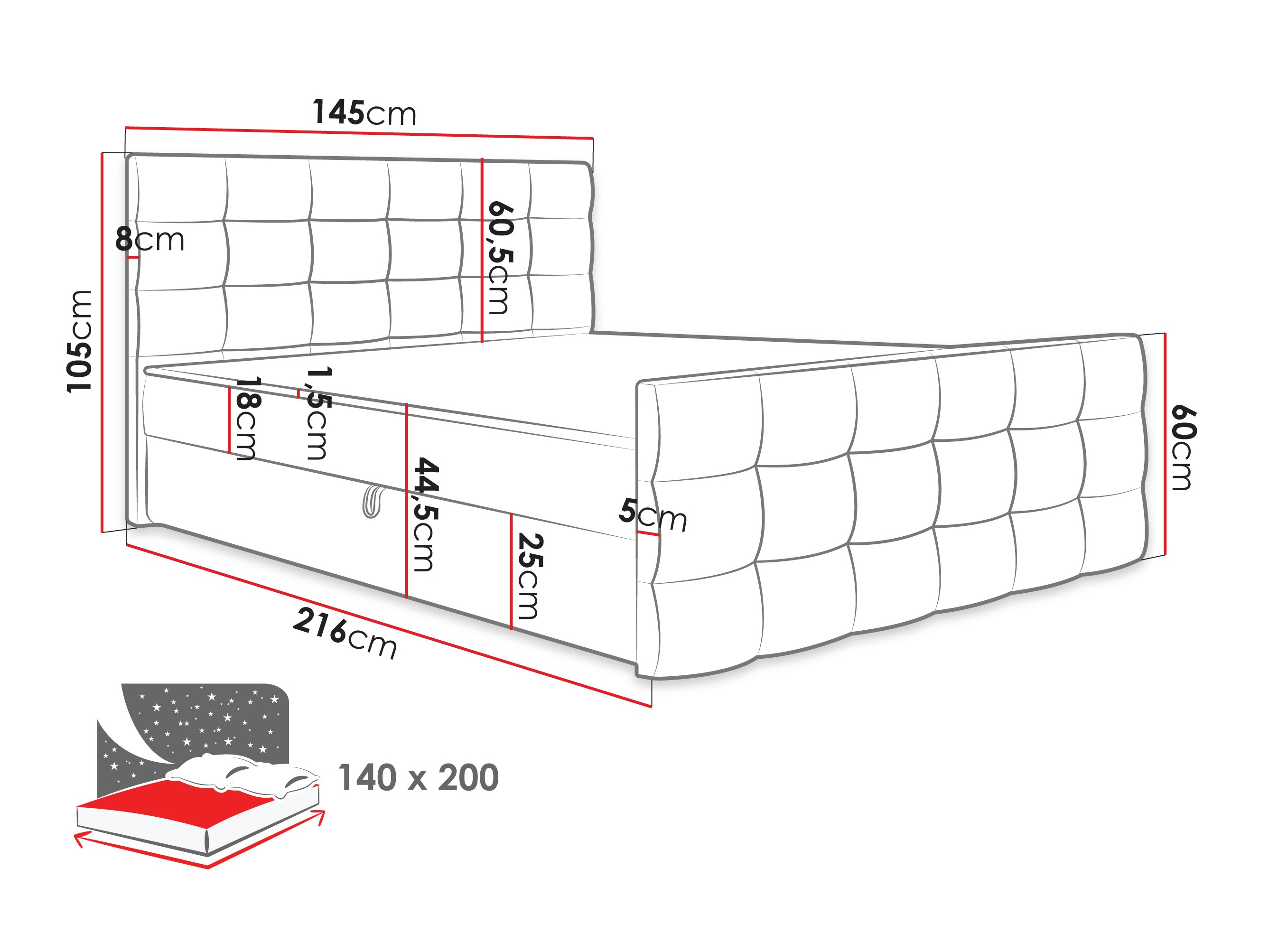 Boxspring postelja Memphis 100 (Rico 19)
