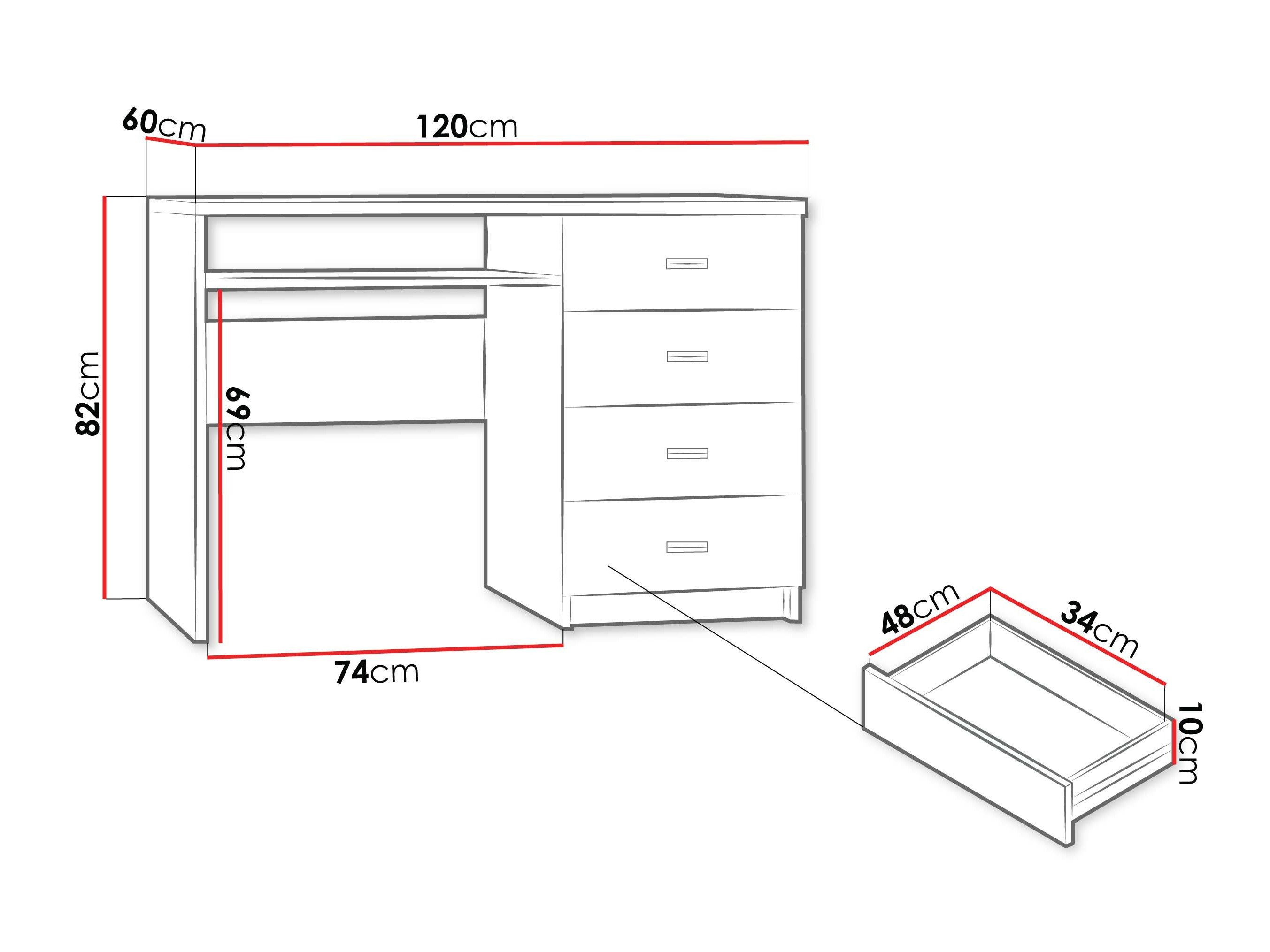Pisalna miza Serfeno 114 (Temni jasen)
