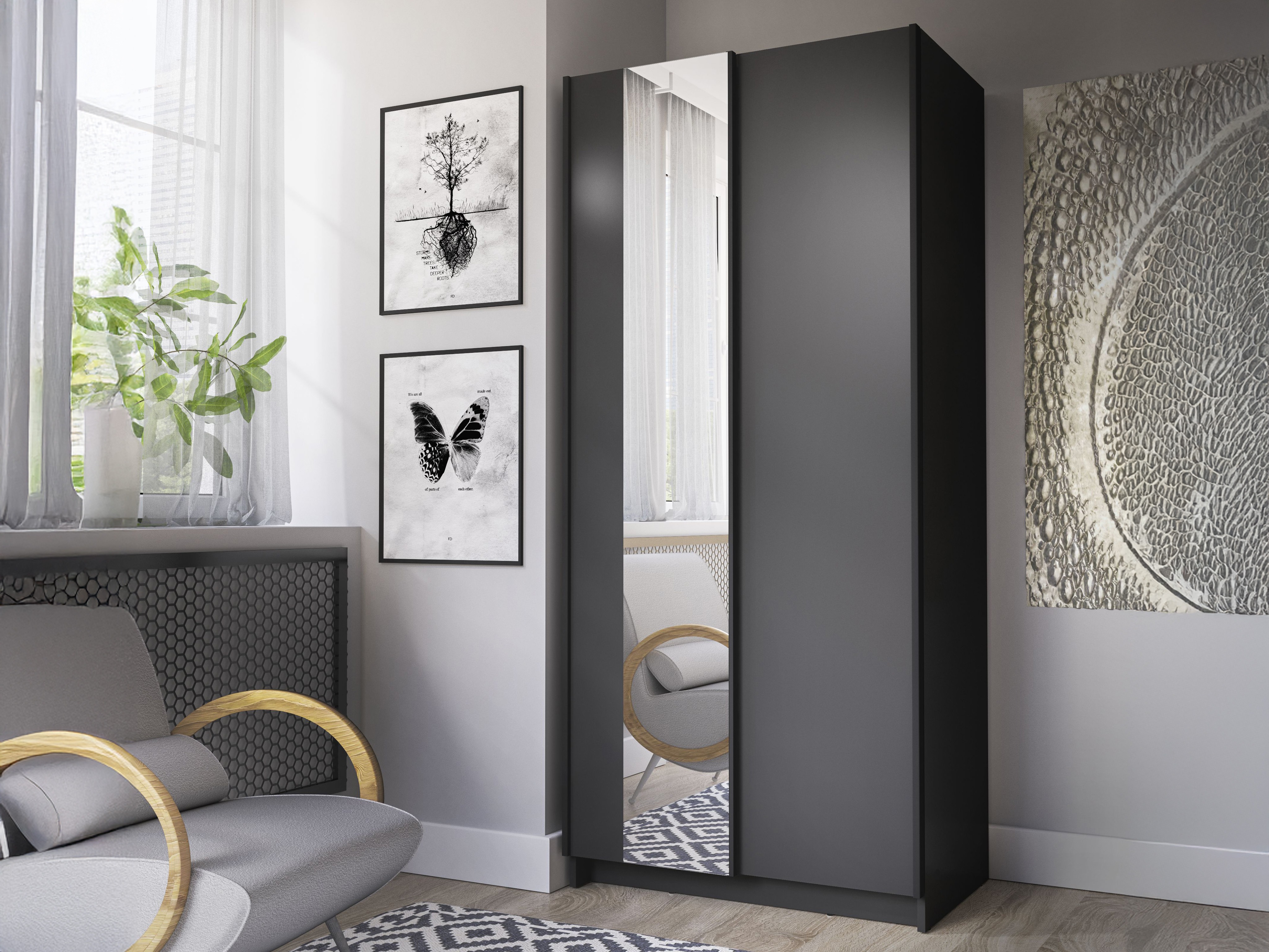 Garderobna omara Baytown 147 (Črna)