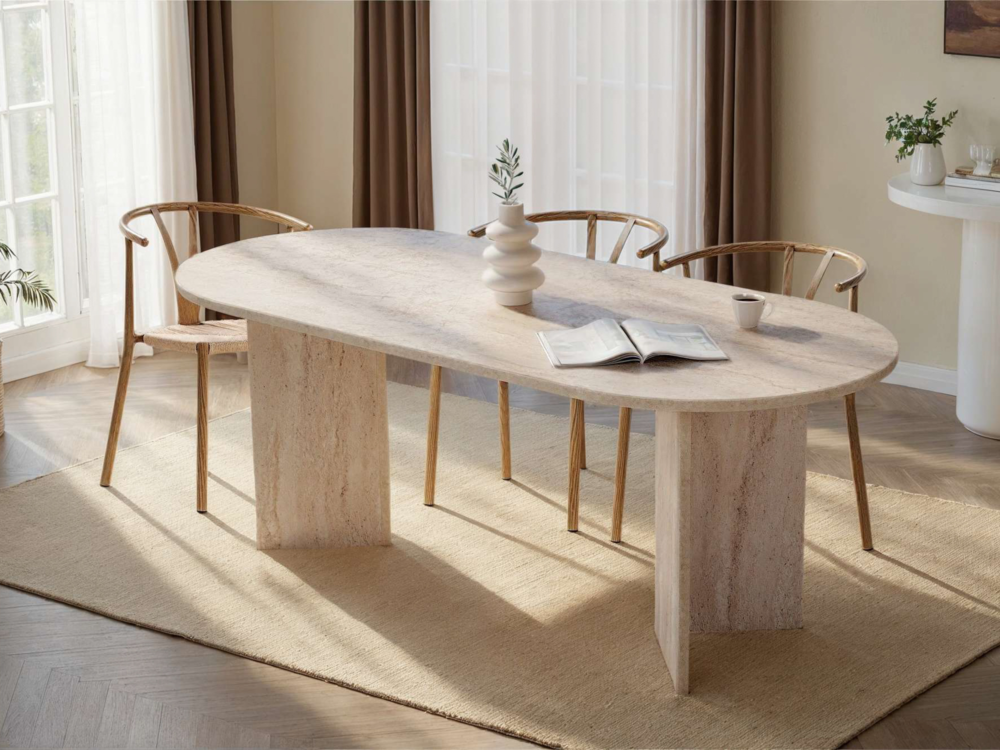 Miza Novato 138 (Svetel travertin)