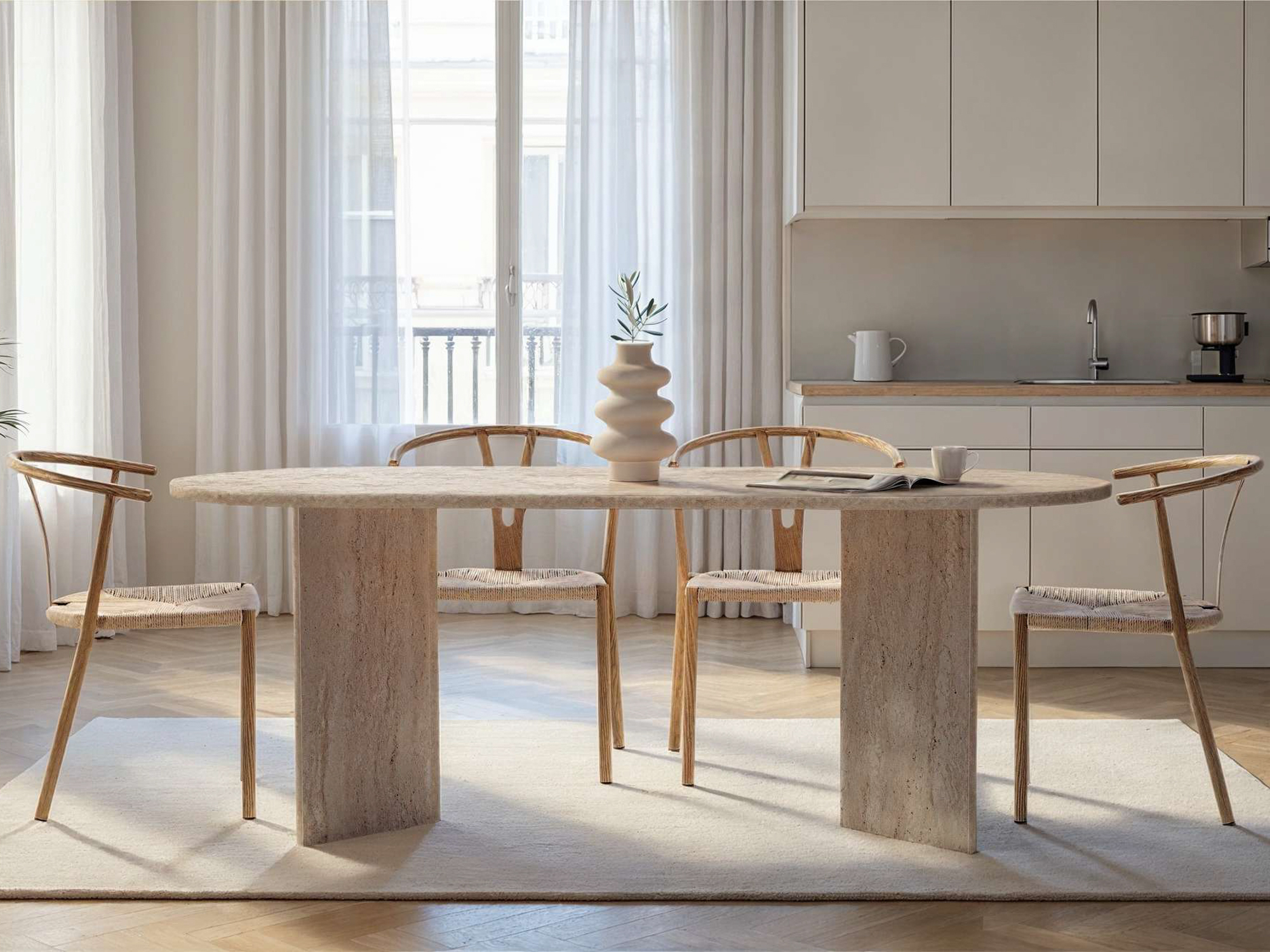 Miza Novato 138 (Svetel travertin)