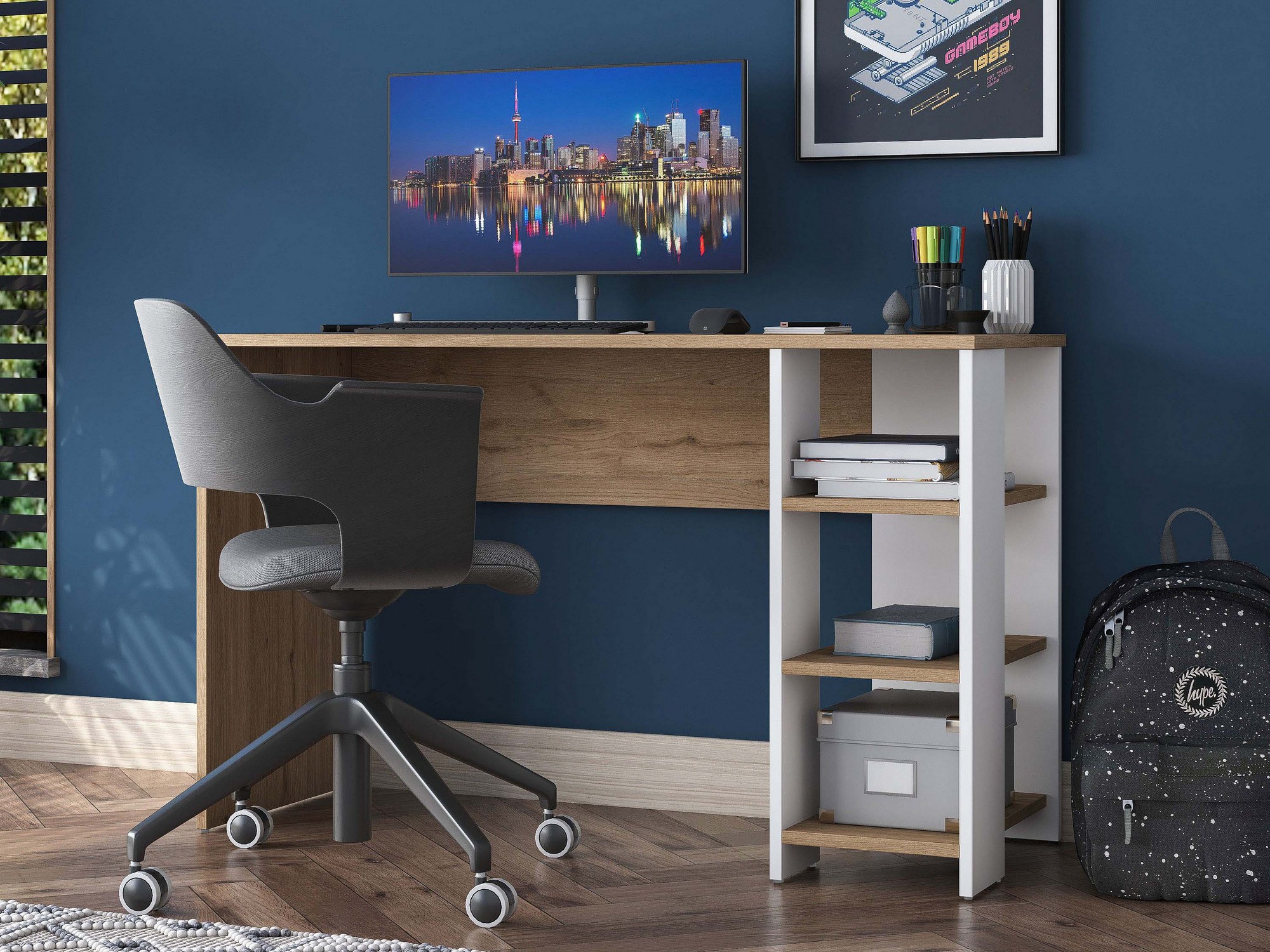 Pisalna miza Catdelu 109 (Bela + Oreh)