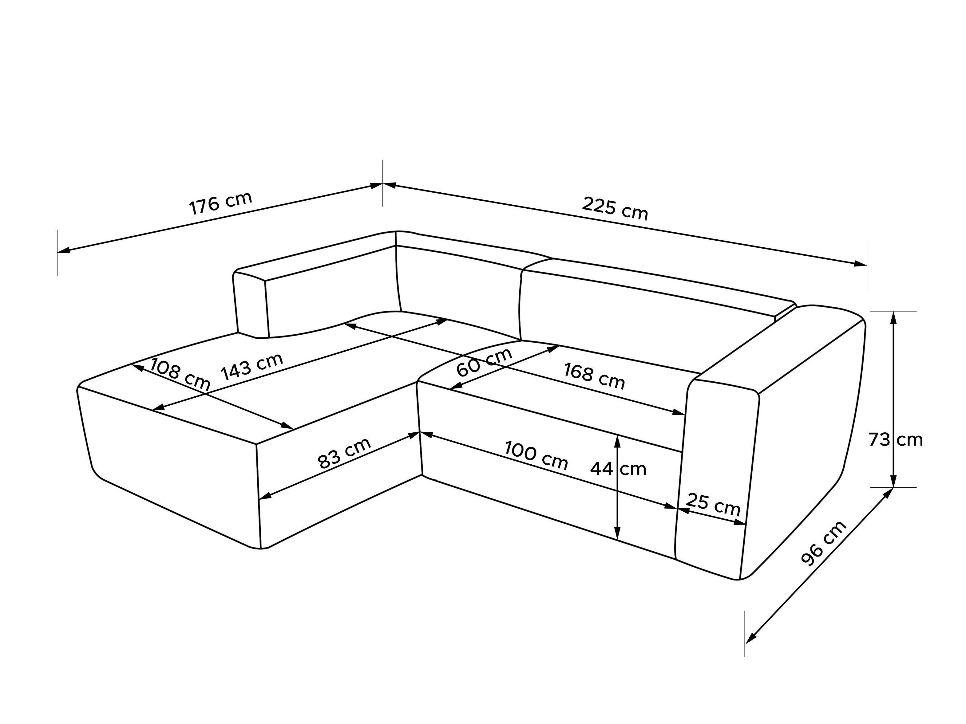 Modularna kotna sedežna garnitura Melteno 105 (City 37)
