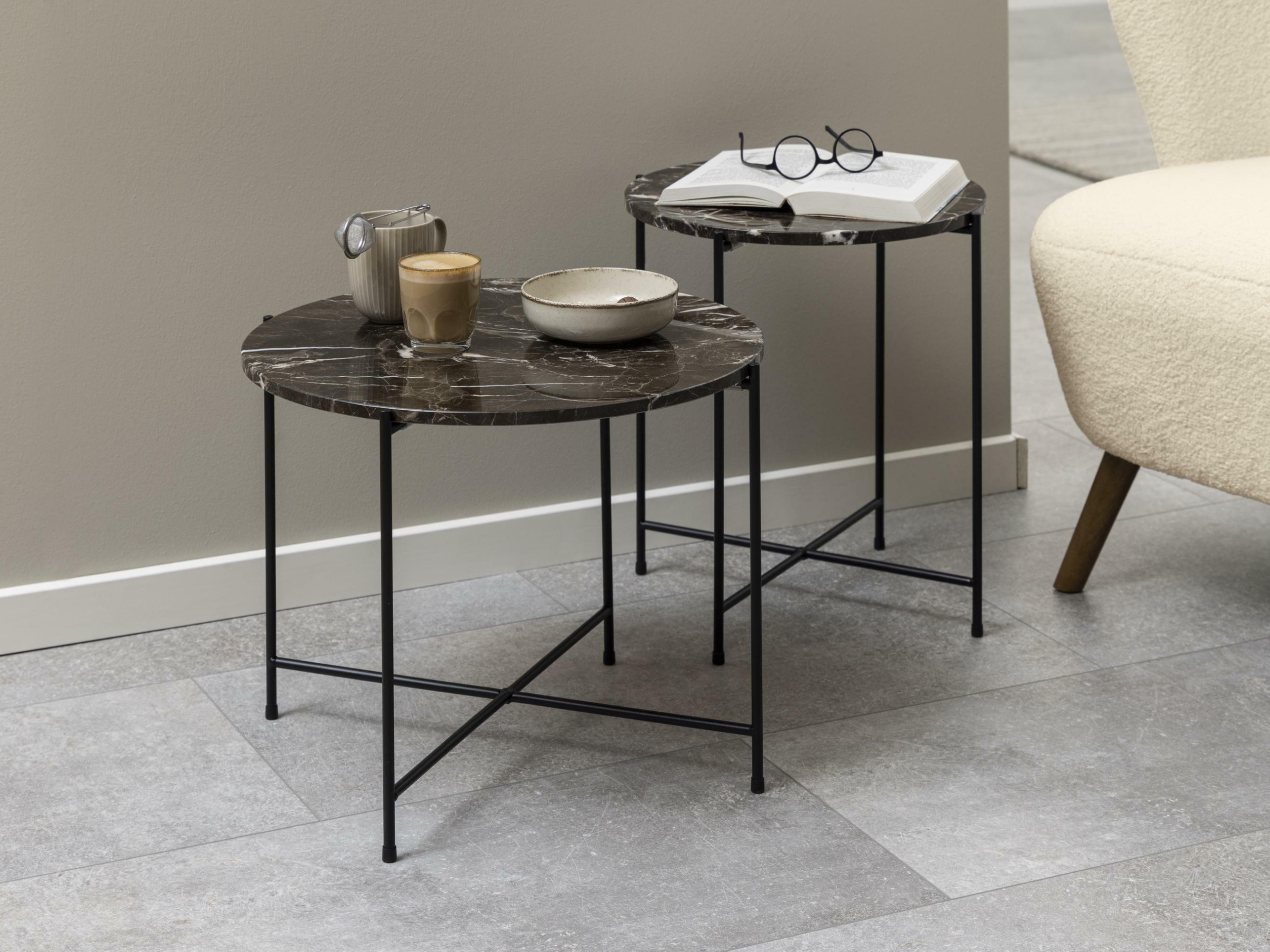 Stranska mizica Norsica 608 (Rjavi marmor + Črna)