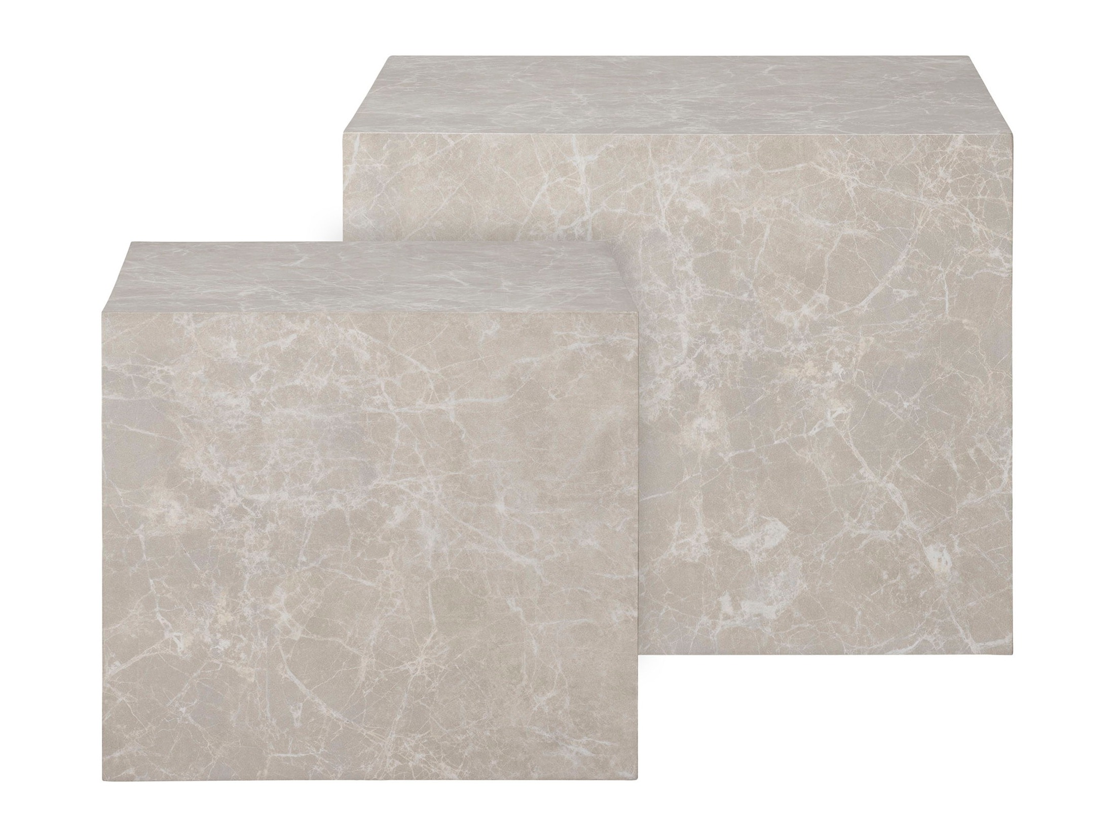 Komplet klubskih mizic Catavie 103 (Bež + Sivi marmor)