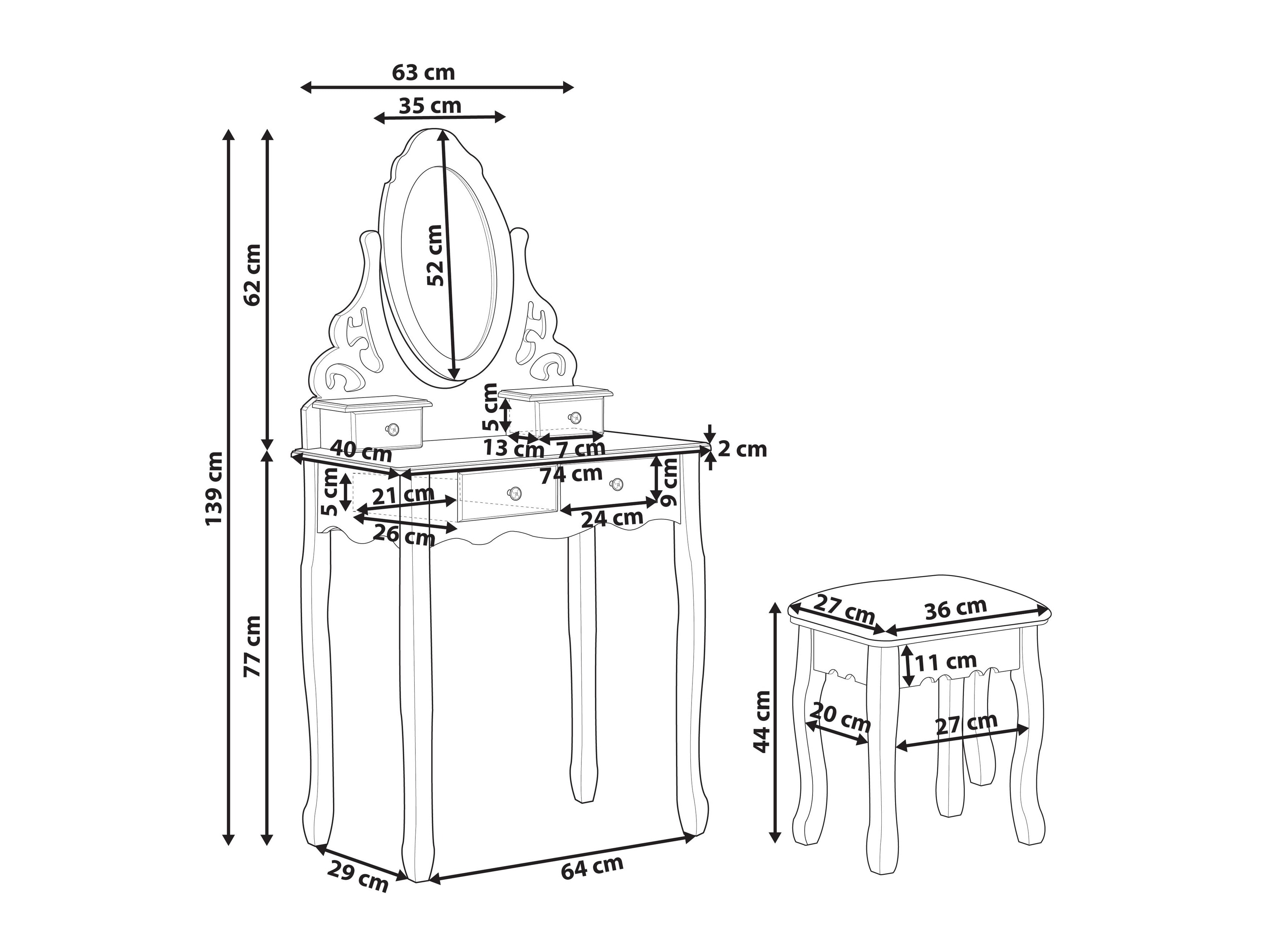 Toaletna mizica Berwyn 1675