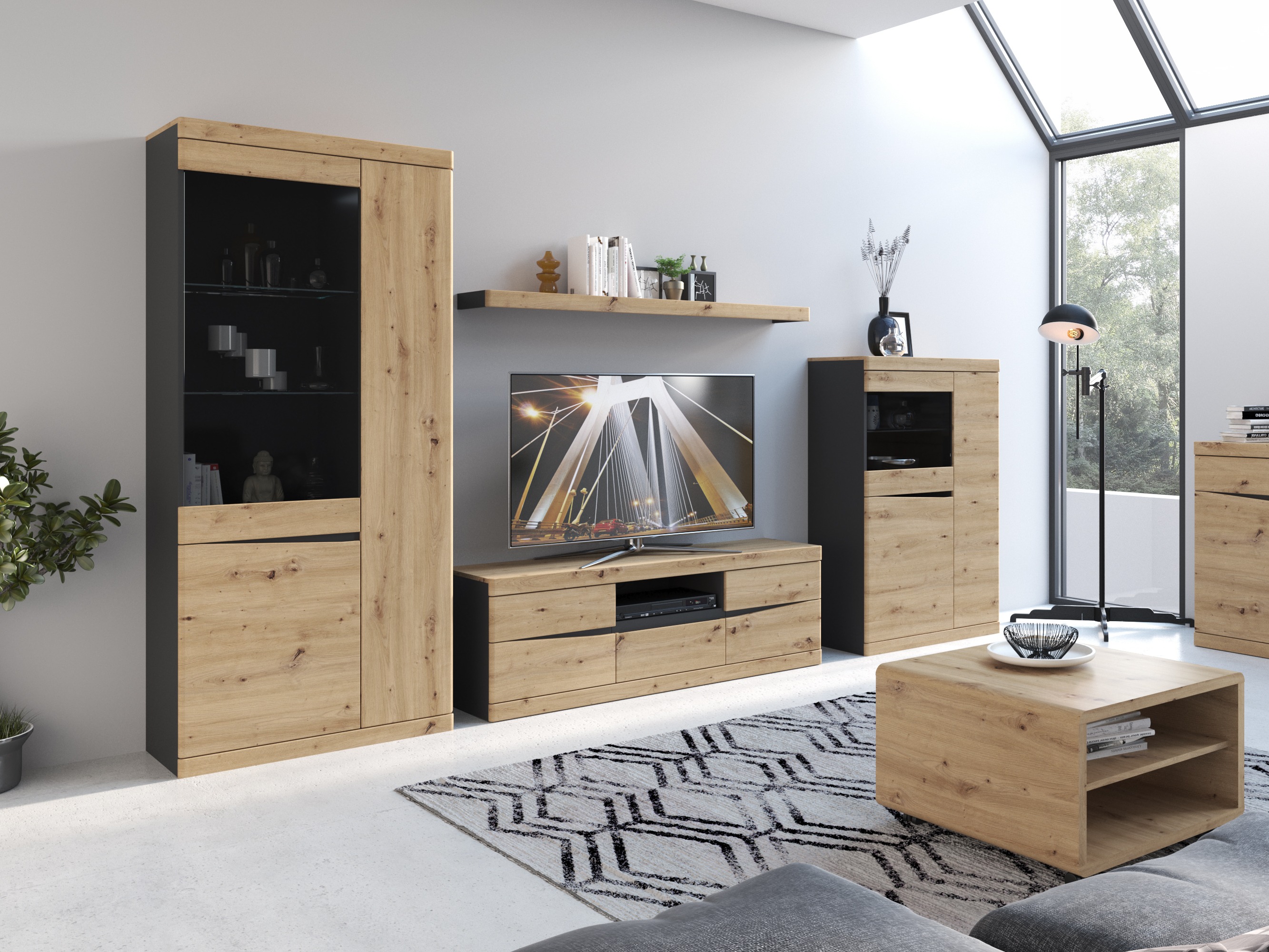 Regal Venlori 129 (Antracit + Artisan hrast)