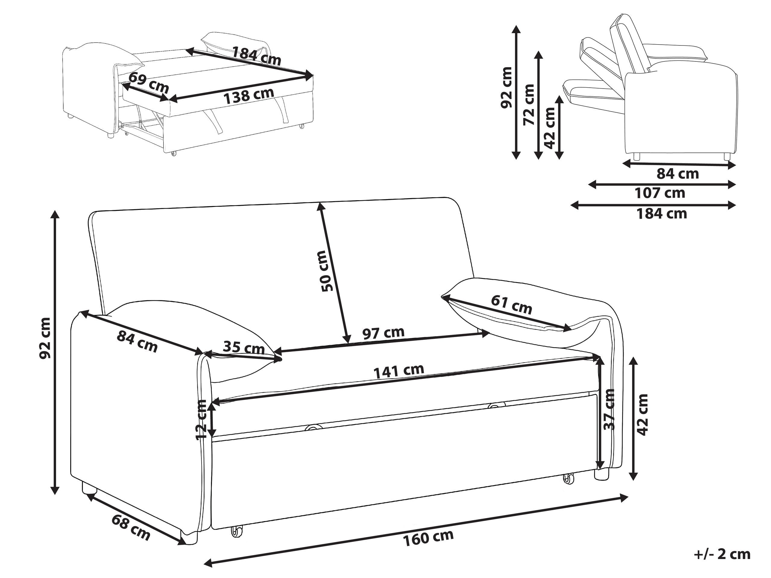 Raztegljiv kavč Berwyn 2908 (Bela)