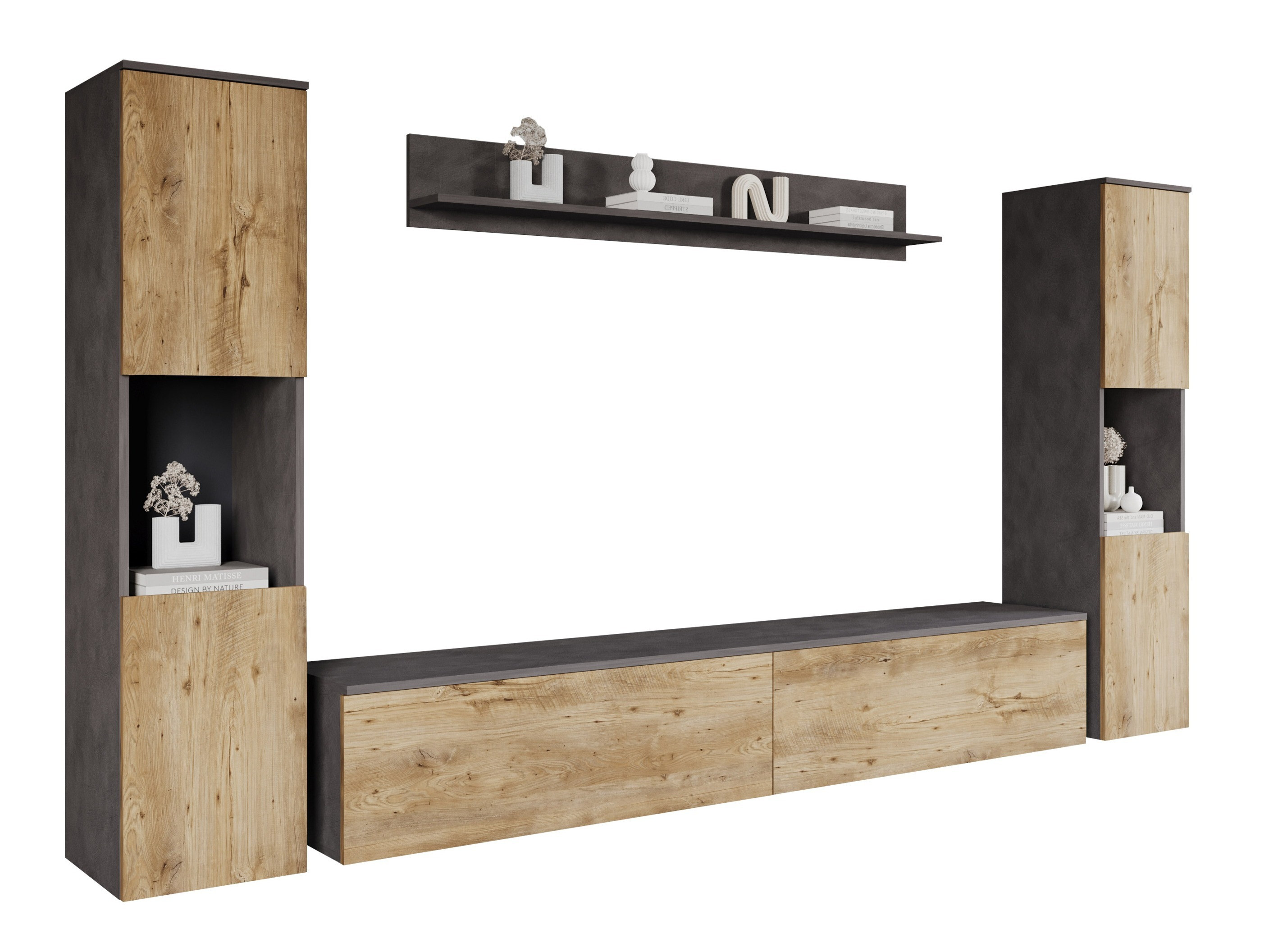 Komplet za dnevno sobo Sarasota 131 (Matera siva + Kostanj)