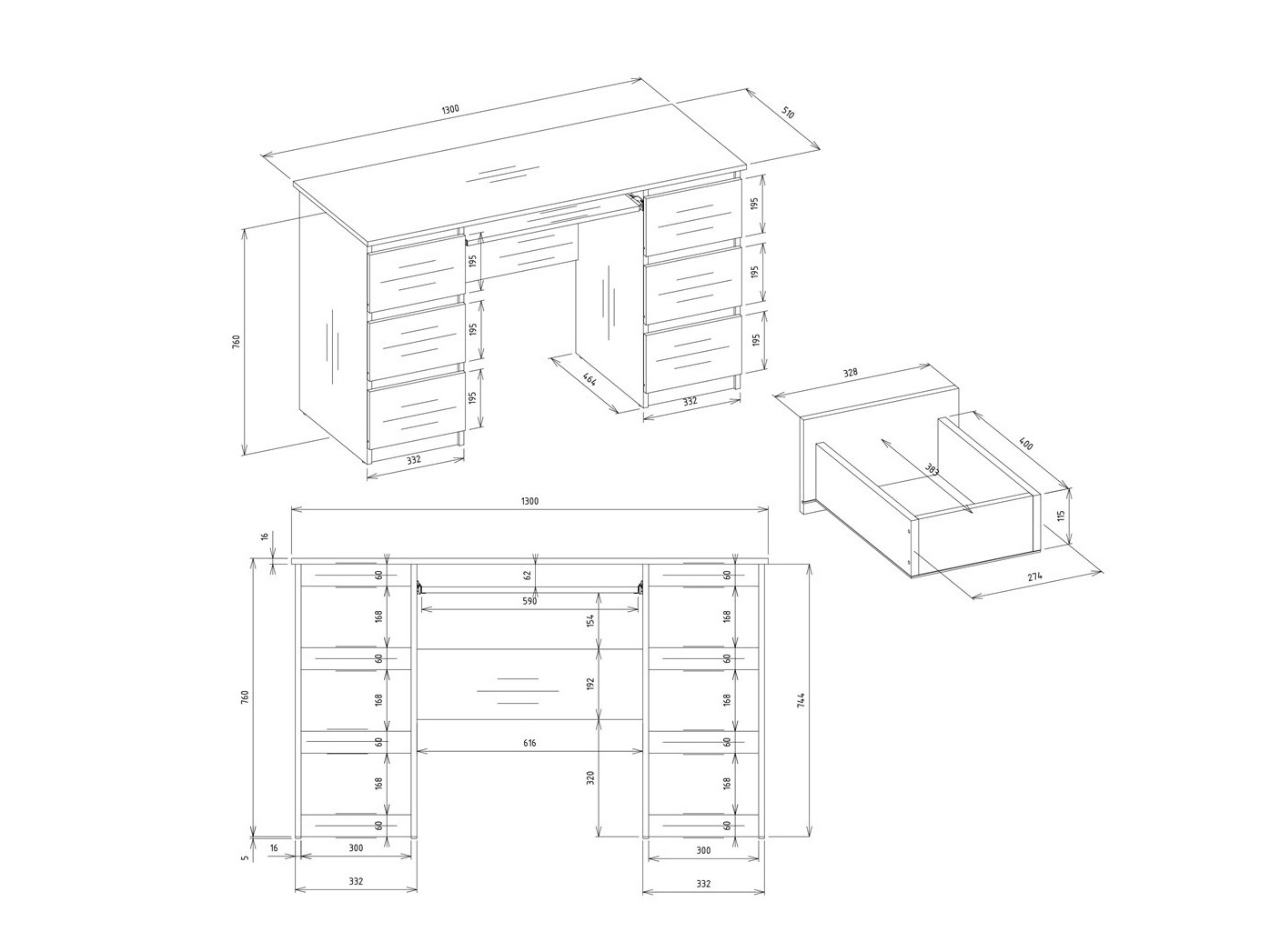 Pisalna miza Mandeville 306