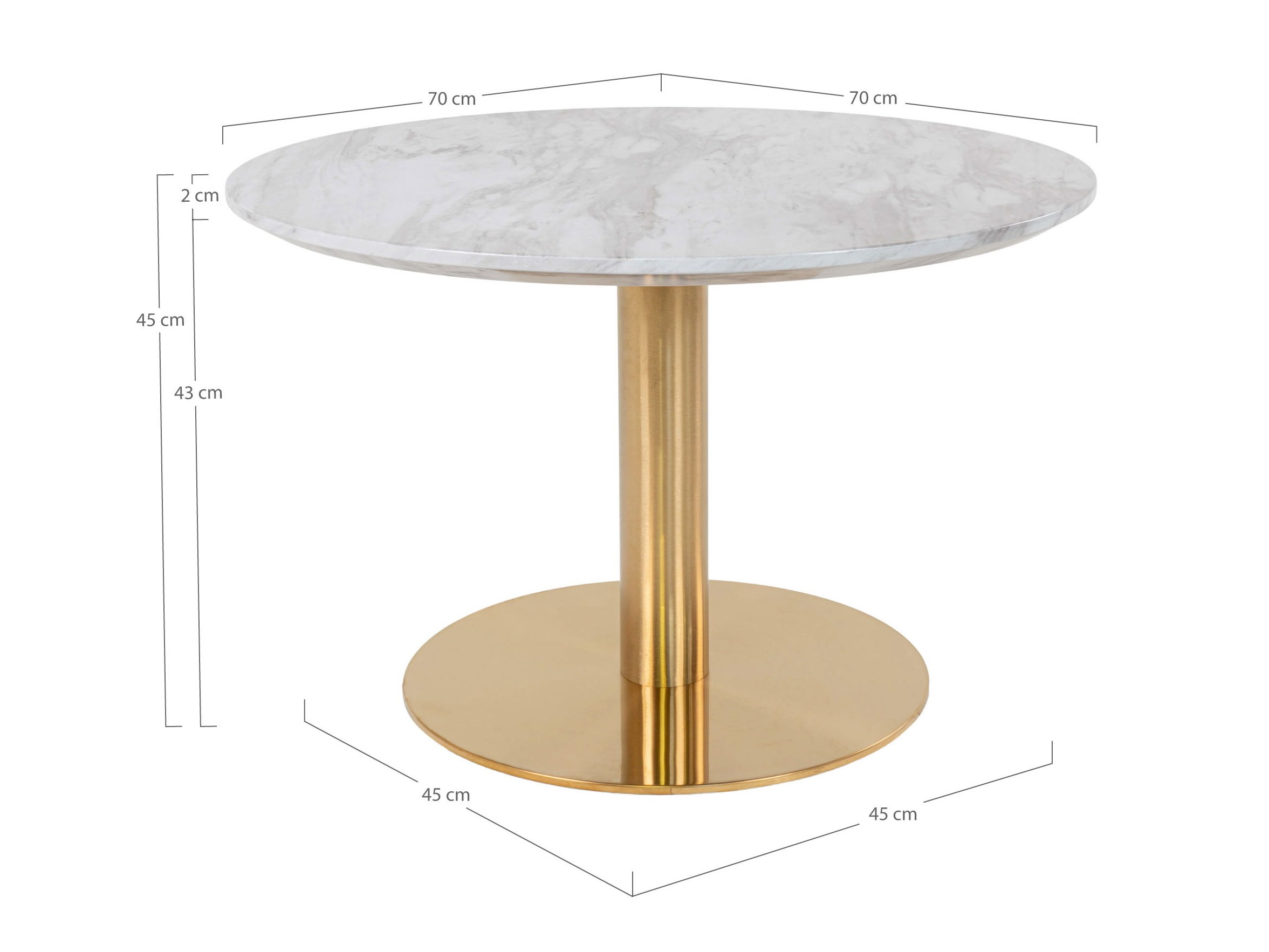 Klubska mizica Elbelia 100 (Zlata + Beli marmor)